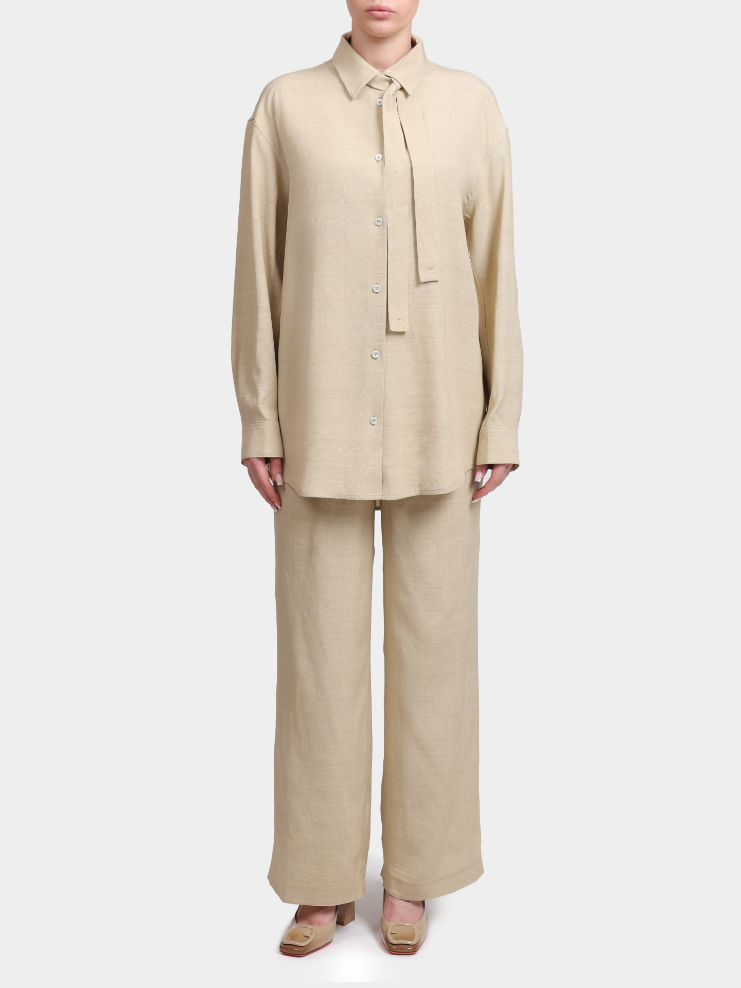 Блуза Herno CM000039D 12876 2000 бежевая женская свободного кроя — купить в интернет-магазине Verdistore