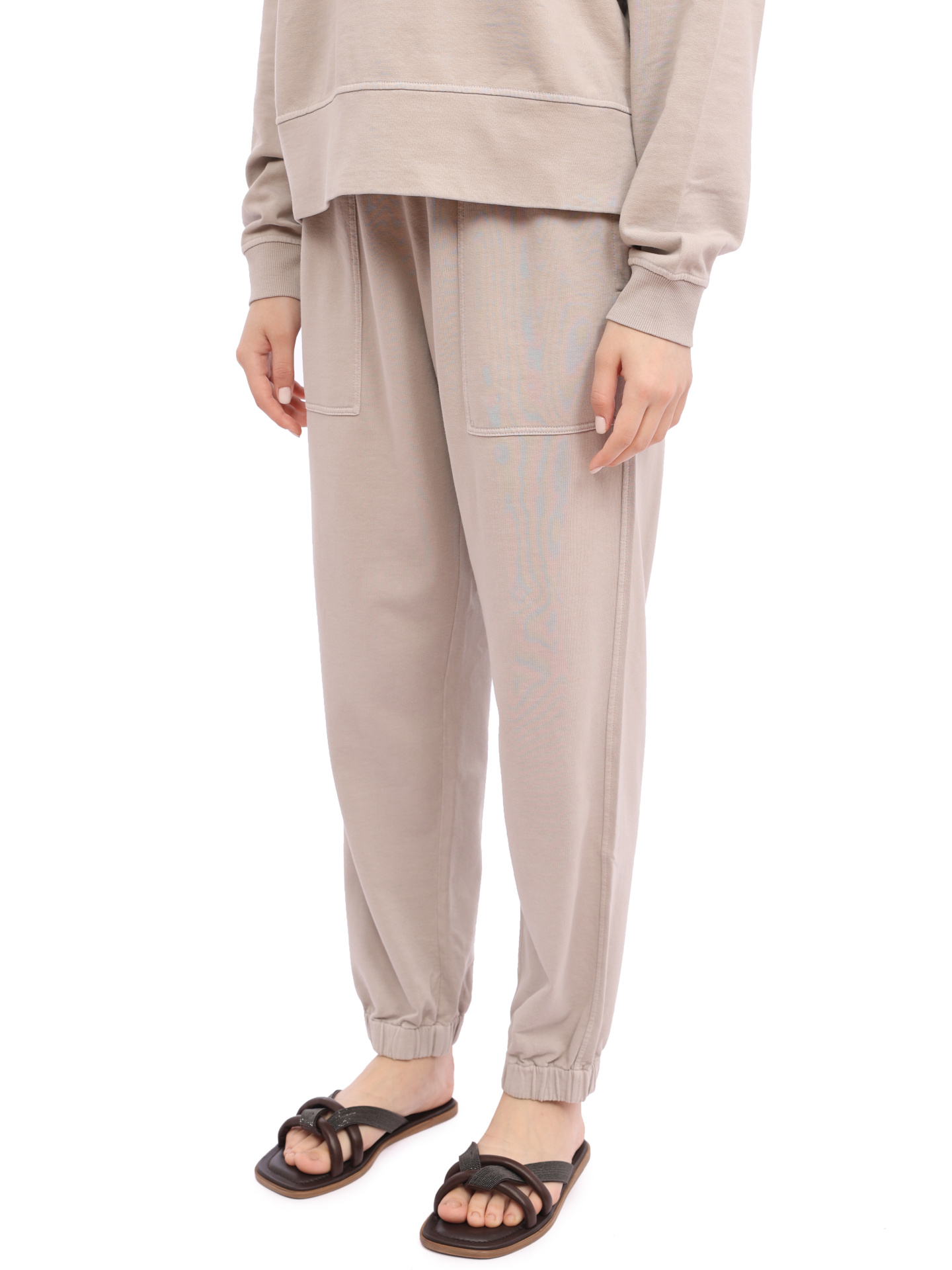 Брюки Brunello Cucinelli MD869B1067 C8728 серые женские из хлопка — купить в интернет-магазине Verdistore