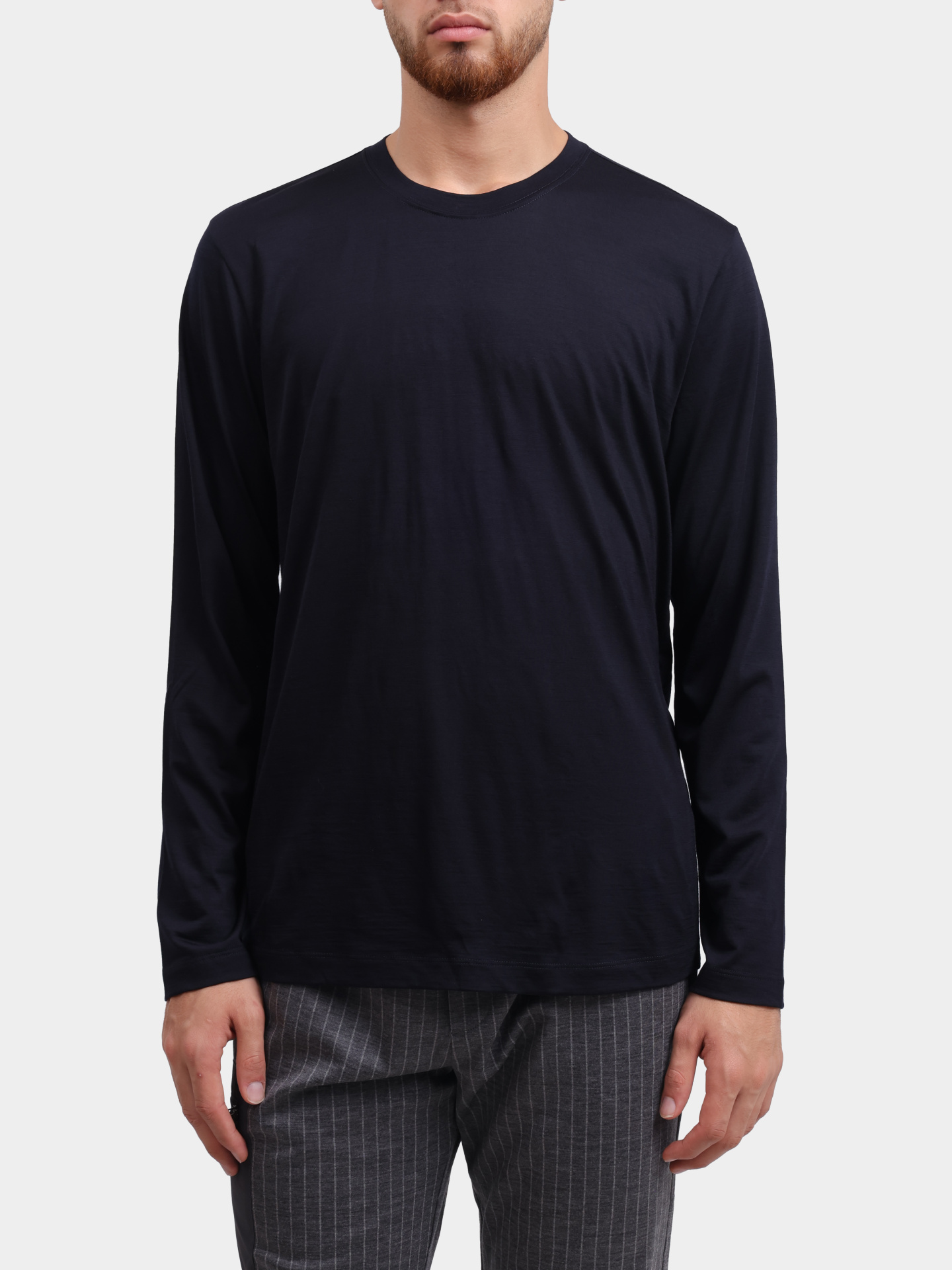 Лонгслив Sease LR040TJ014 B62 темно-синий мужской из шерсти — купить в интернет-магазине Verdistore