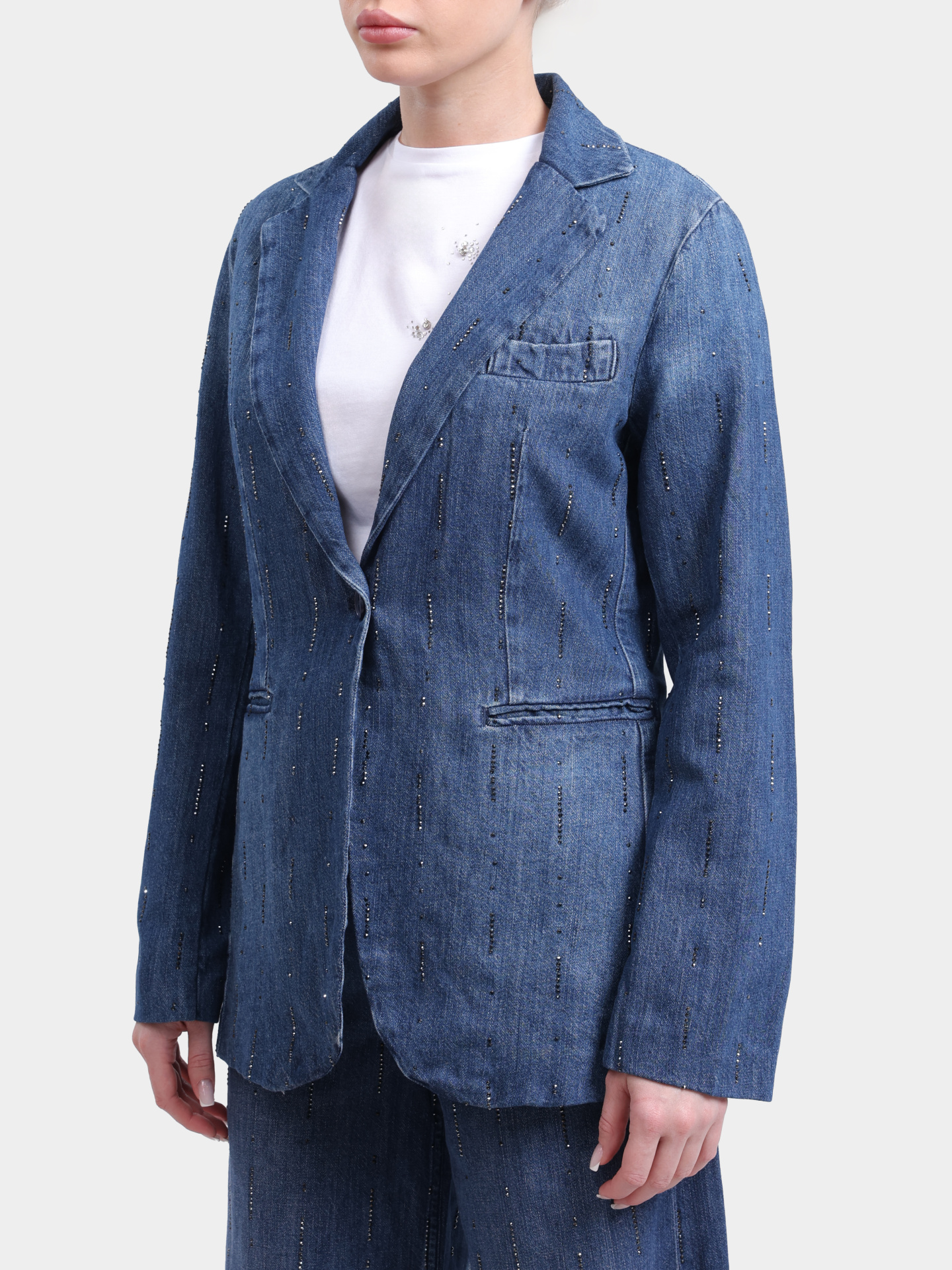 Жакет Liu-Jo BLUE DENIM UA6107 D0315 78033 темно-синий женский со стразами  — купить в интернет-магазине Verdistore