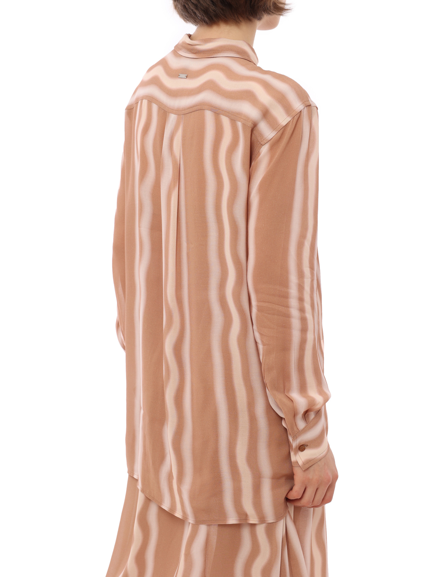 Рубашка Armani Exchange 3RYC20 YN3LZ 2970 бежевая женская в полоску — купить в интернет-магазине Verdistore