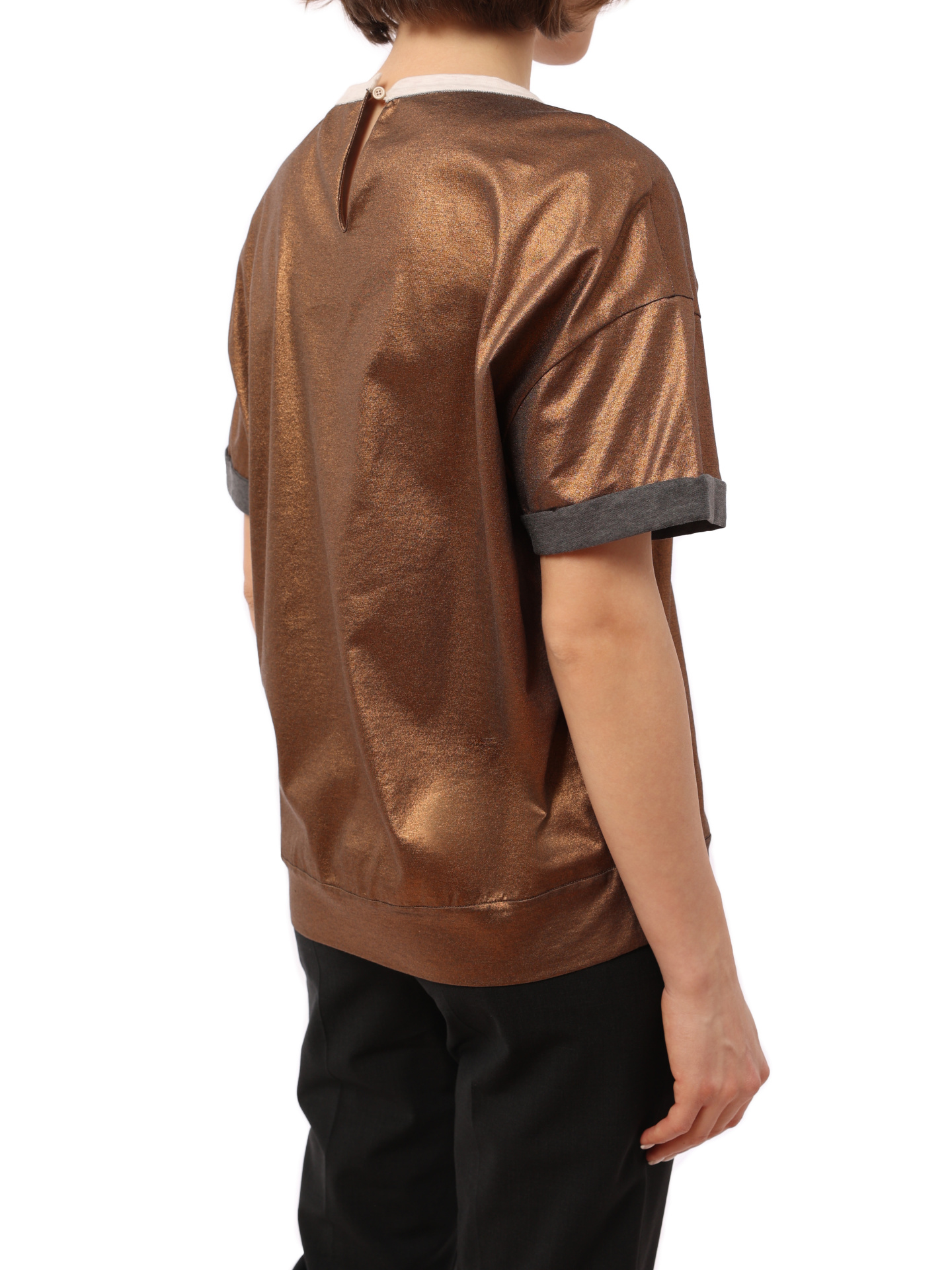 Футболка Brunello Cucinelli MH909D8600 бронзовая женская из хлопка — купить в интернет-магазине Verdistore