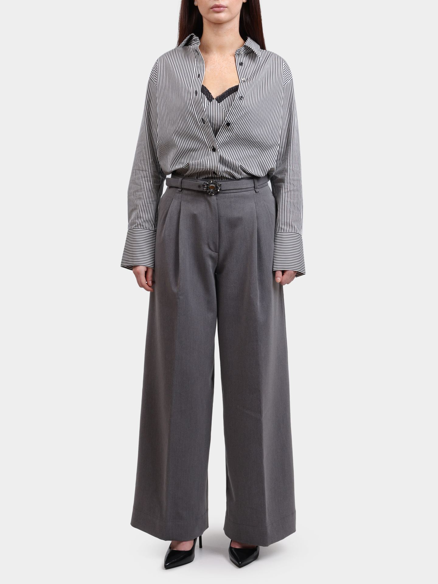 Брюки Liu-Jo MF5269 TS224 84006 серые женские с ремнем — купить в интернет-магазине Verdistore