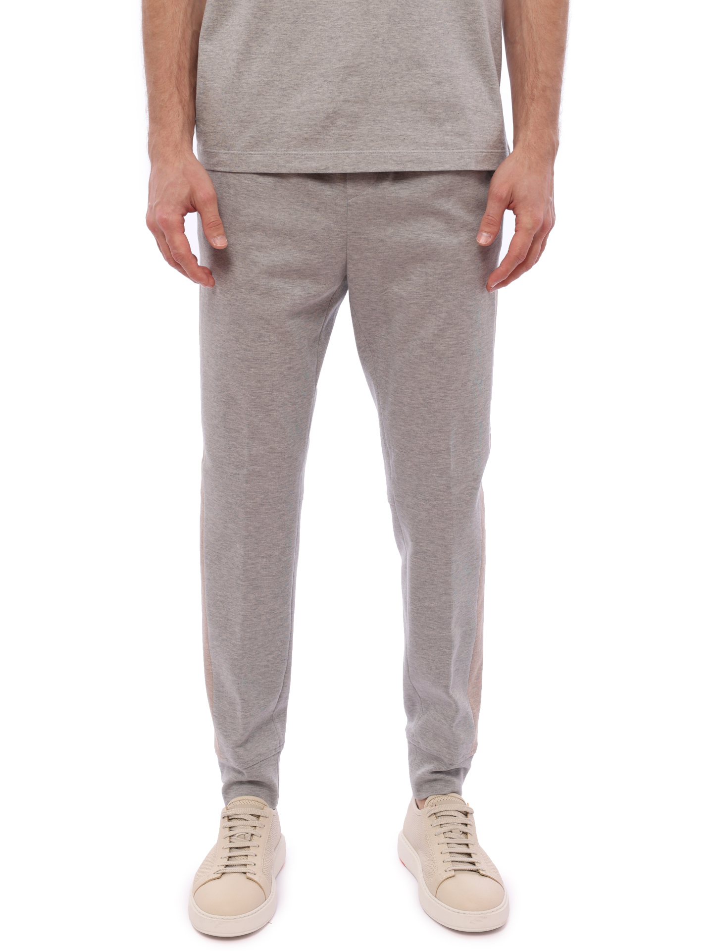 Брюки серые хлопковые зауженные с эластичным поясом — купить в интернет-магазине Verdistore