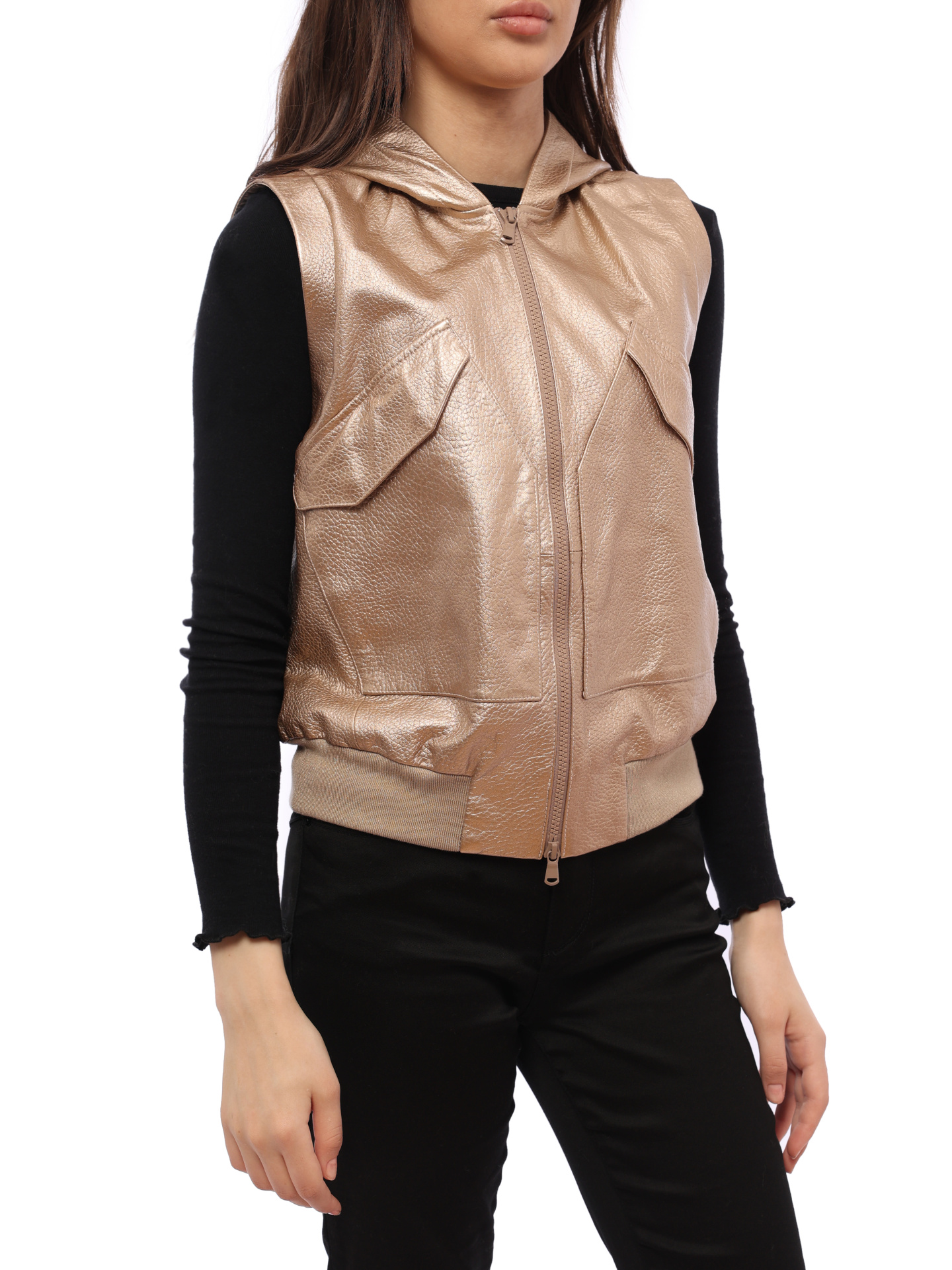 Жилет Brunello Cucinelli MPBUR3236 кожаный женский — купить в интернет-магазине Verdistore