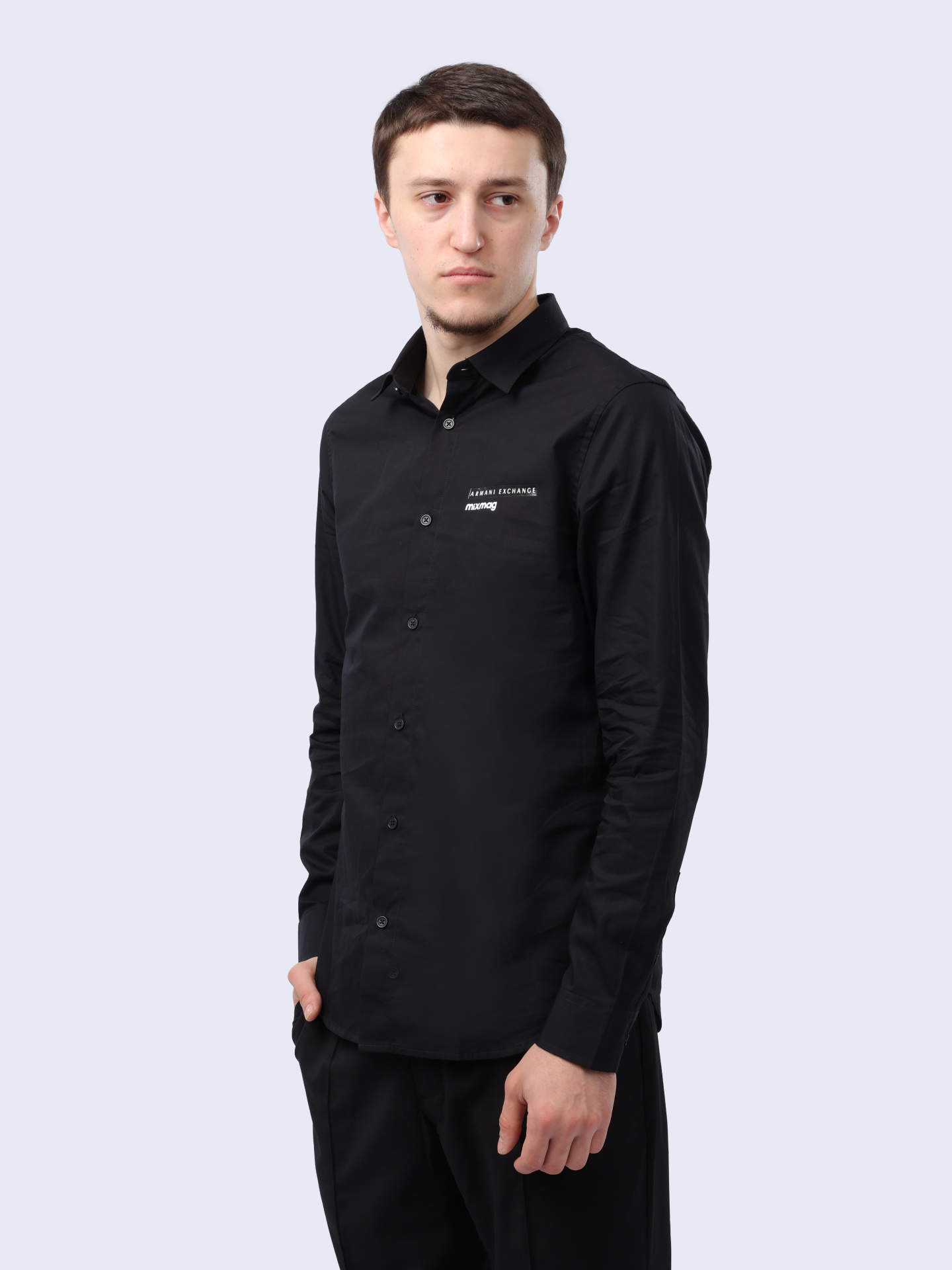 Рубашка Armani Exchange 3DZC26 ZNXLZ 1200 черная мужская — купить в интернет-магазине Verdistore