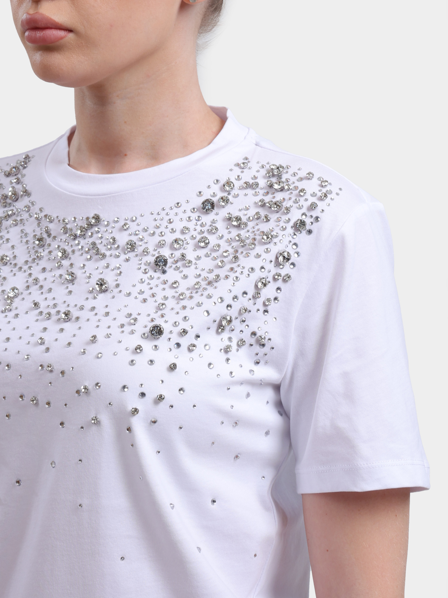 Фуиболка Liu-Jo BLACK LABEL CA6193 J3868 11111 белая женская украшенная стразами — купить в интернет-магазине Verdistore