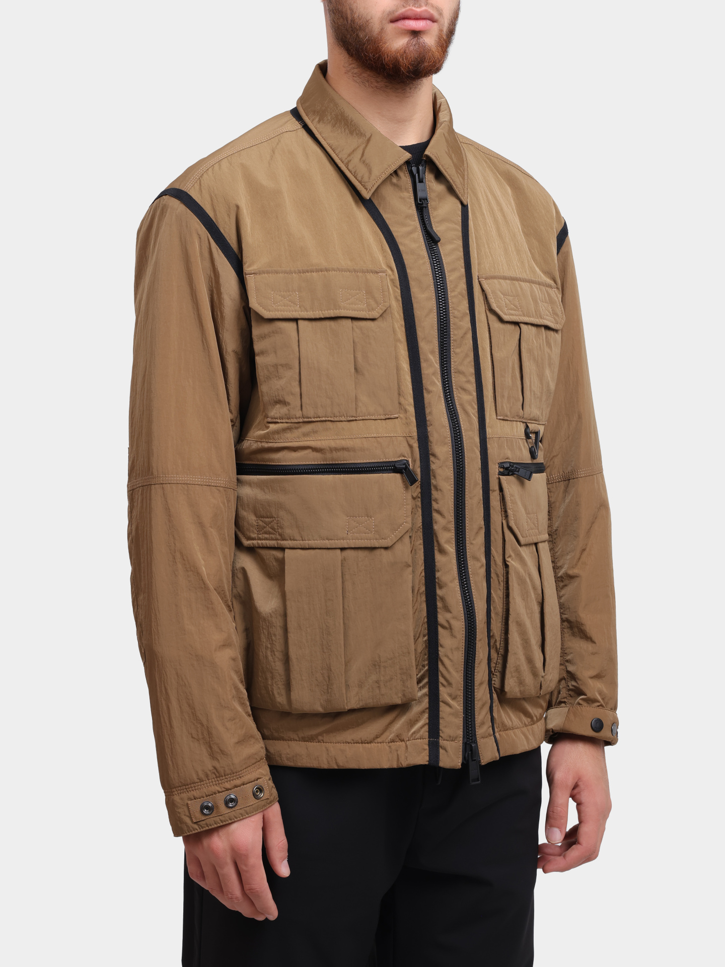 Куртка Boss 50483888 коричневая мужская с контрастной отделкой — купить в интернет-магазине Verdistore