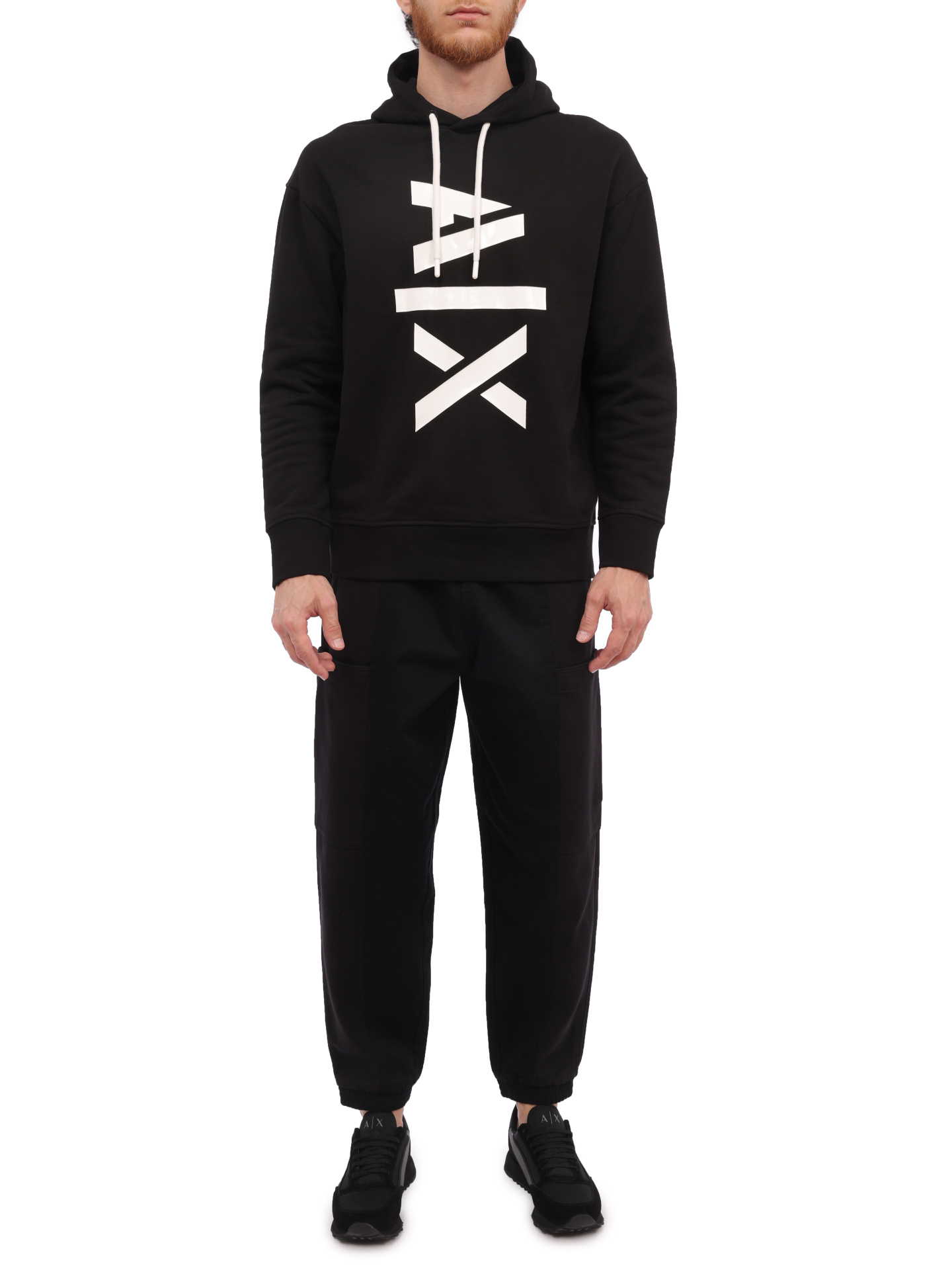 Худи Armani Exchange 6RZB18 ZNUWZ 1510 черное мужское с логотипом  — купить в интернет-магазине Verdistore