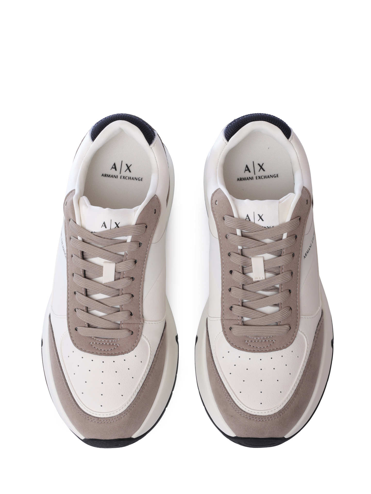 Кроссовки Armani Exchange XUX225 XV862 U641 белые мужские с бежевыми вставками — купить в интернет-магазине Verdistore