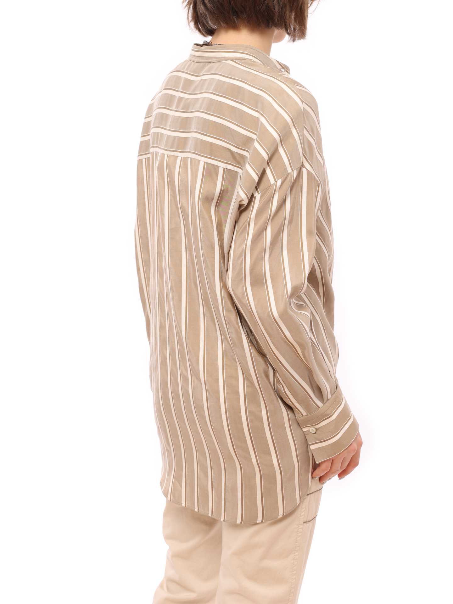 Рубашка Brunello Cucinelli MH928NI506 шелковая женская в полоску — купить в интернет-магазине Verdistore