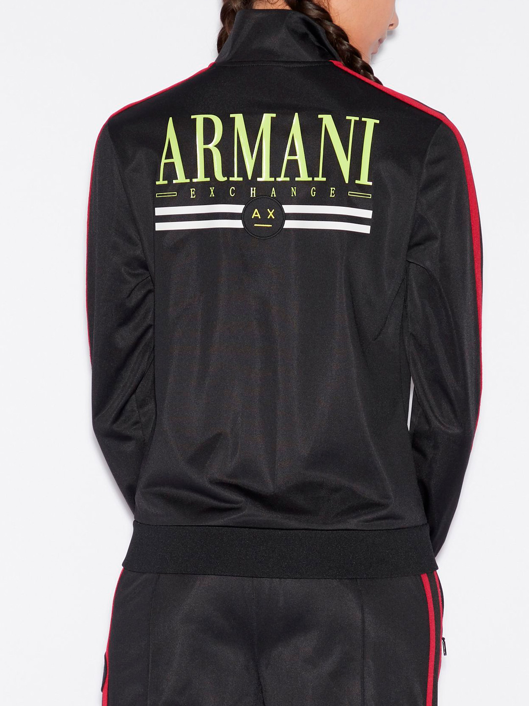 Мастерка Armani Exchange 3GYM77 1200 черная женская с контрастными полосками — купить в интернет-магазине Verdistore