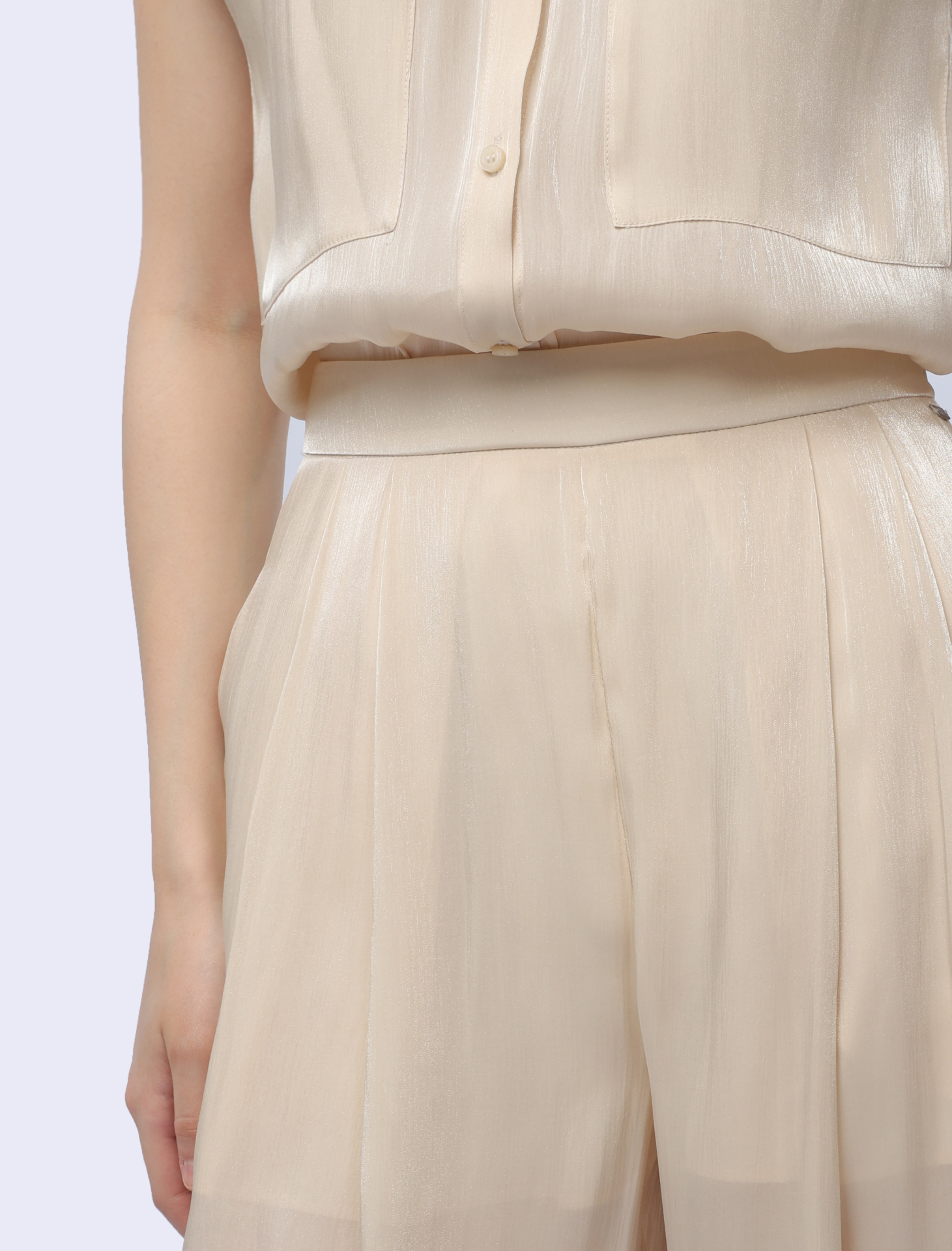 Брюки Armani Exchange 3DYP19 YNUUZ 1787 бежевые женские из струящейся ткани — купить в интернет-магазине Verdistore