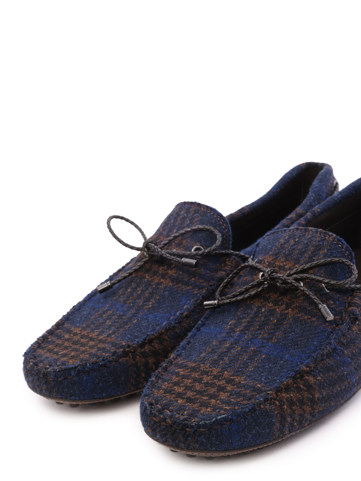 Мокасины из твида сине-коричневого цвета — купить в интернет-магазине Verdistore