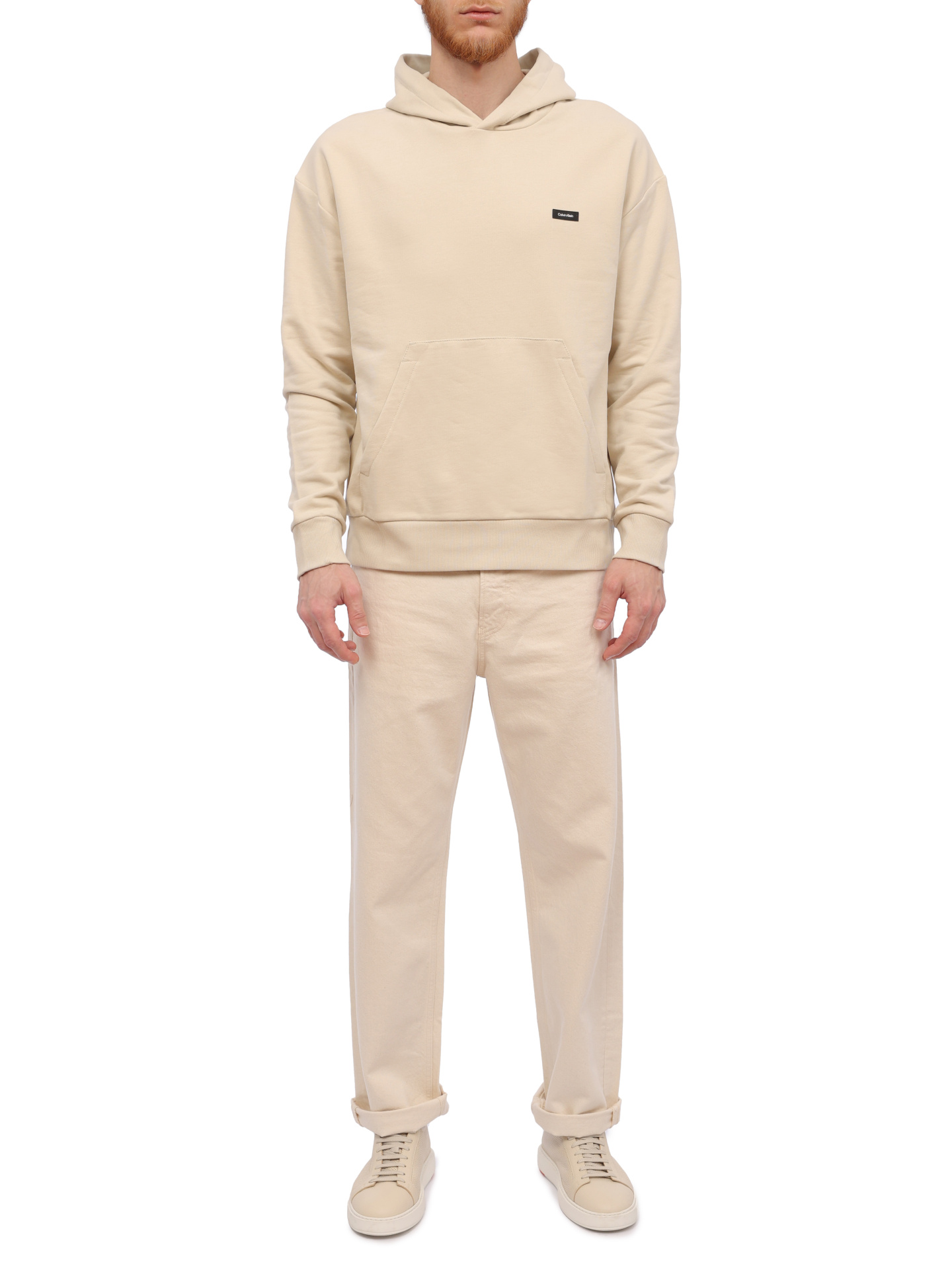 Худи Calvin Klein K10K110606 бежевое мужское из хлопка — купить в интернет-магазине Verdistore