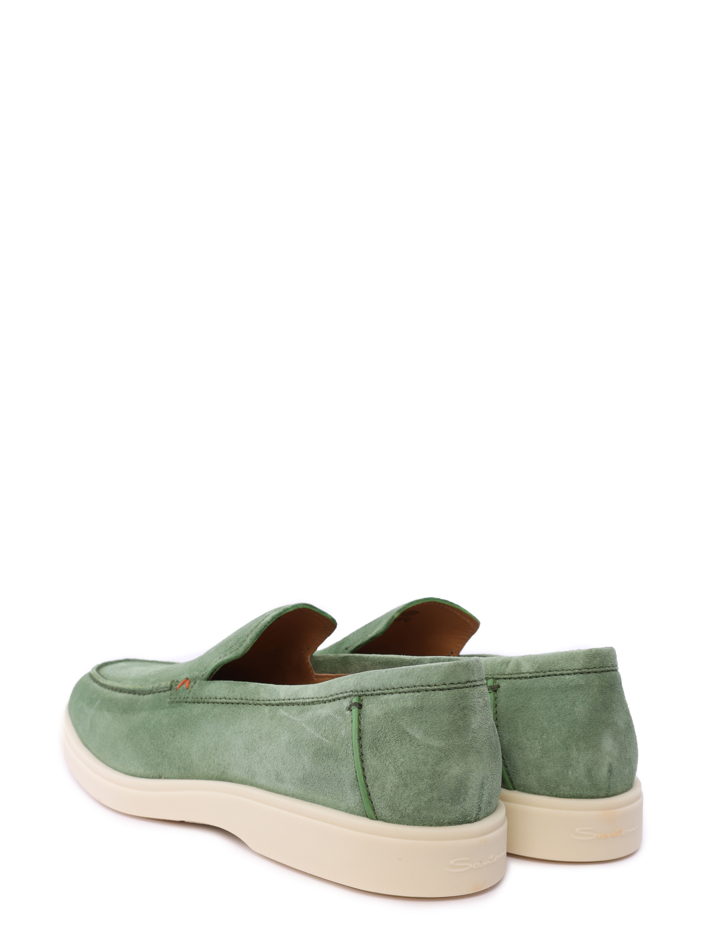Лоферы светло-зеленые замшевые на белой подошве  — купить в интернет-магазине Verdistore