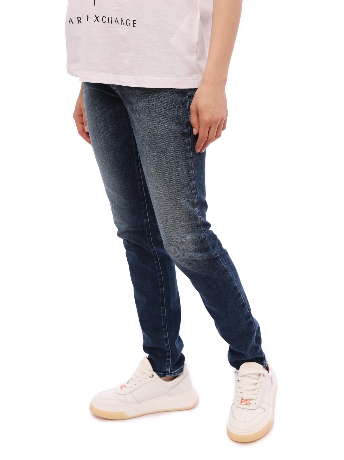 Джинсы Armani Exchange J01 синие женские с потертостями — купить в интернет-магазине Verdistore