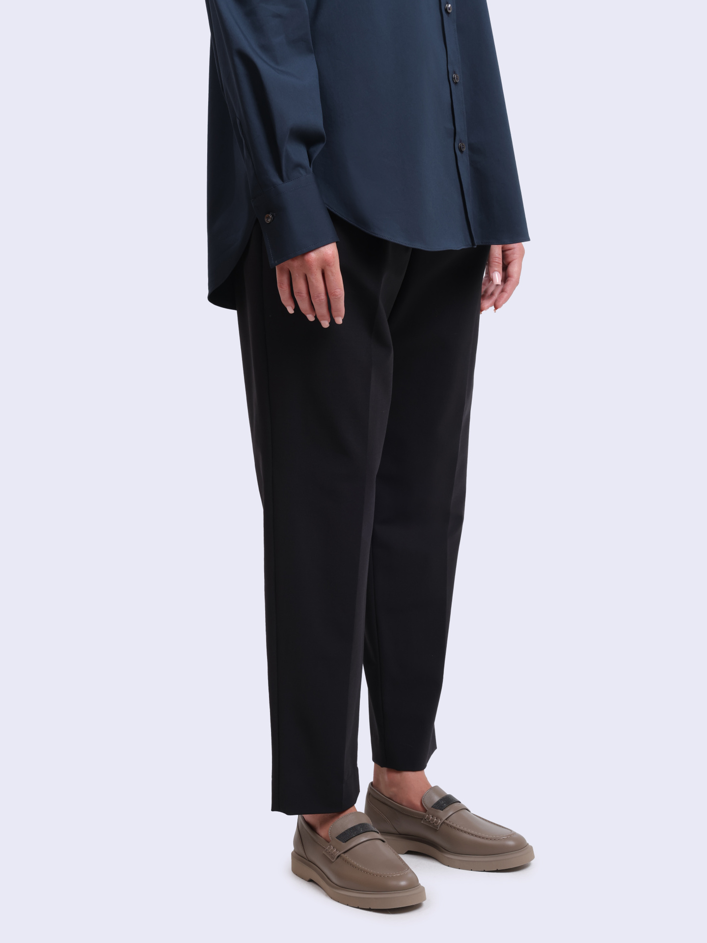 Брюки Brunello Cucinelli M0W07B1031 C101 черные женские из шерсти — купить в интернет-магазине Verdistore