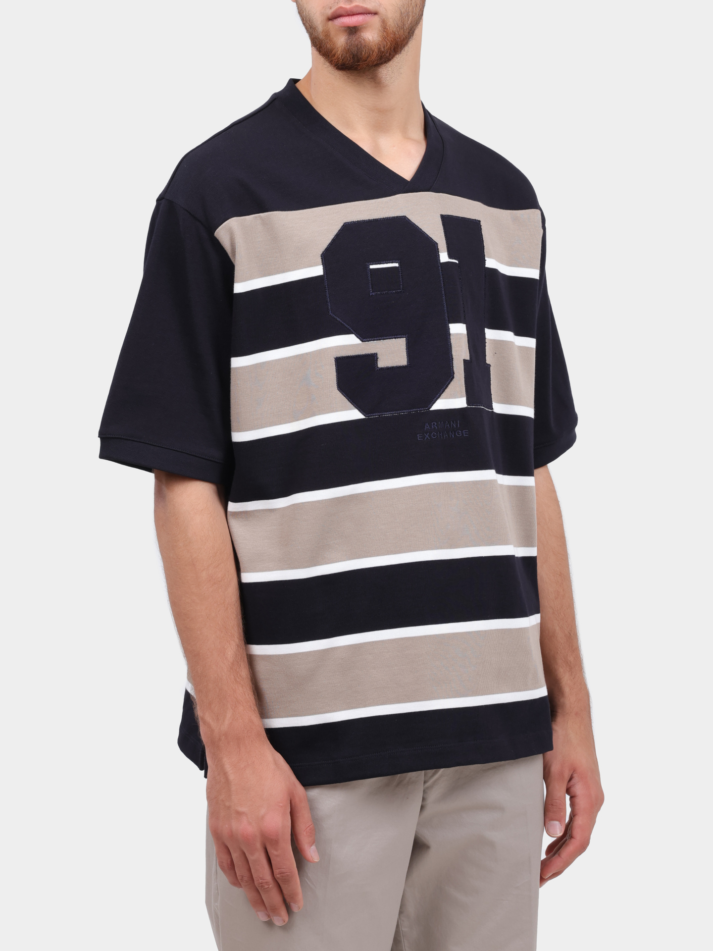 Футболка Armani Exchange XM000465 AF13024 F6017 хлопковая мужская в полоску — купить в интернет-магазине Verdistore