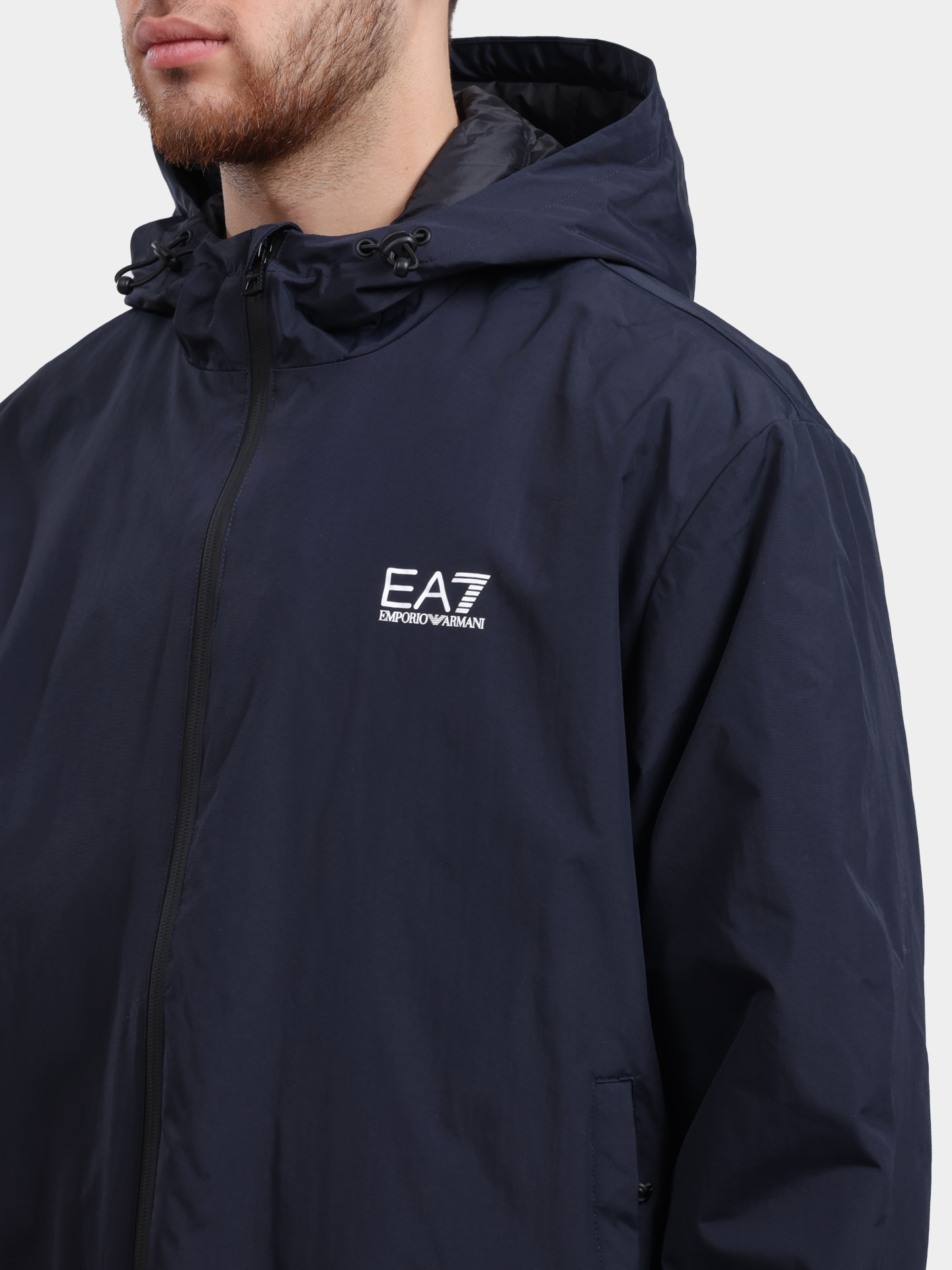 Ветровка EA7 8NPB21 PNFZZ синяя мужская с капюшоном — купить в интернет-магазине Verdistore