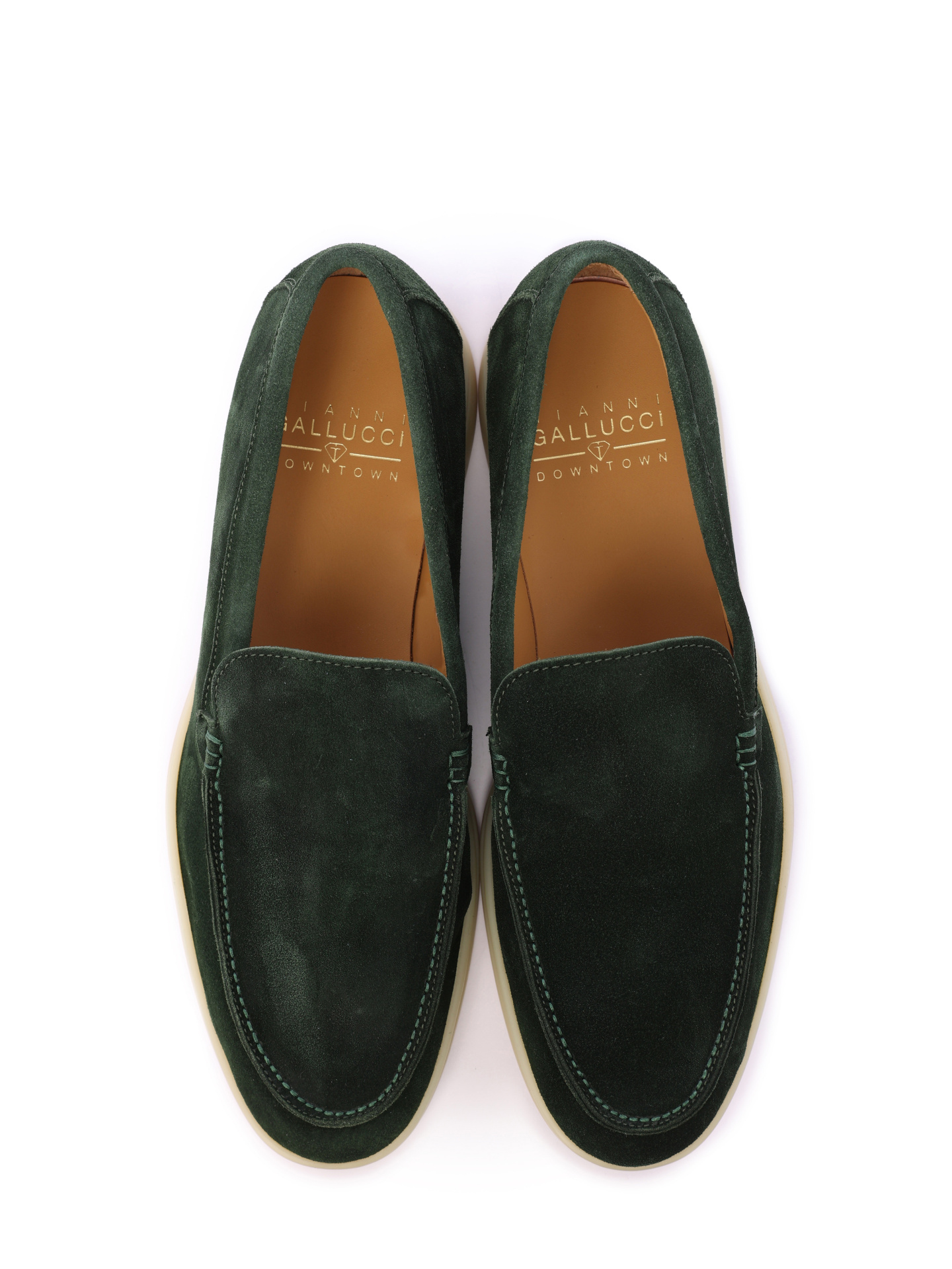 Туфли зеленые замшевые на бежевой подошве — купить в интернет-магазине Verdistore