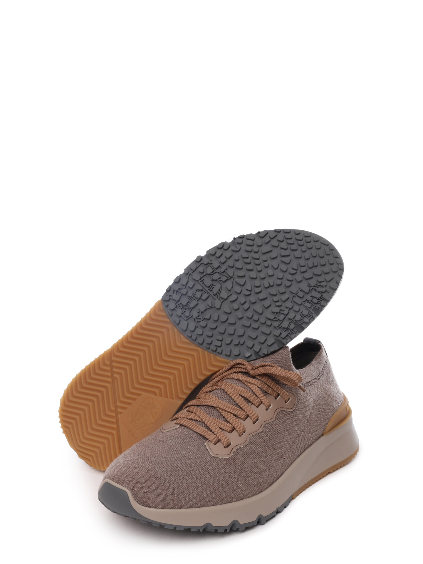 Кроссовки Brunello Cucinelli MZUWLBO253 CWE21 бежевые мужские из шерсти — купить в интернет-магазине Verdistore
