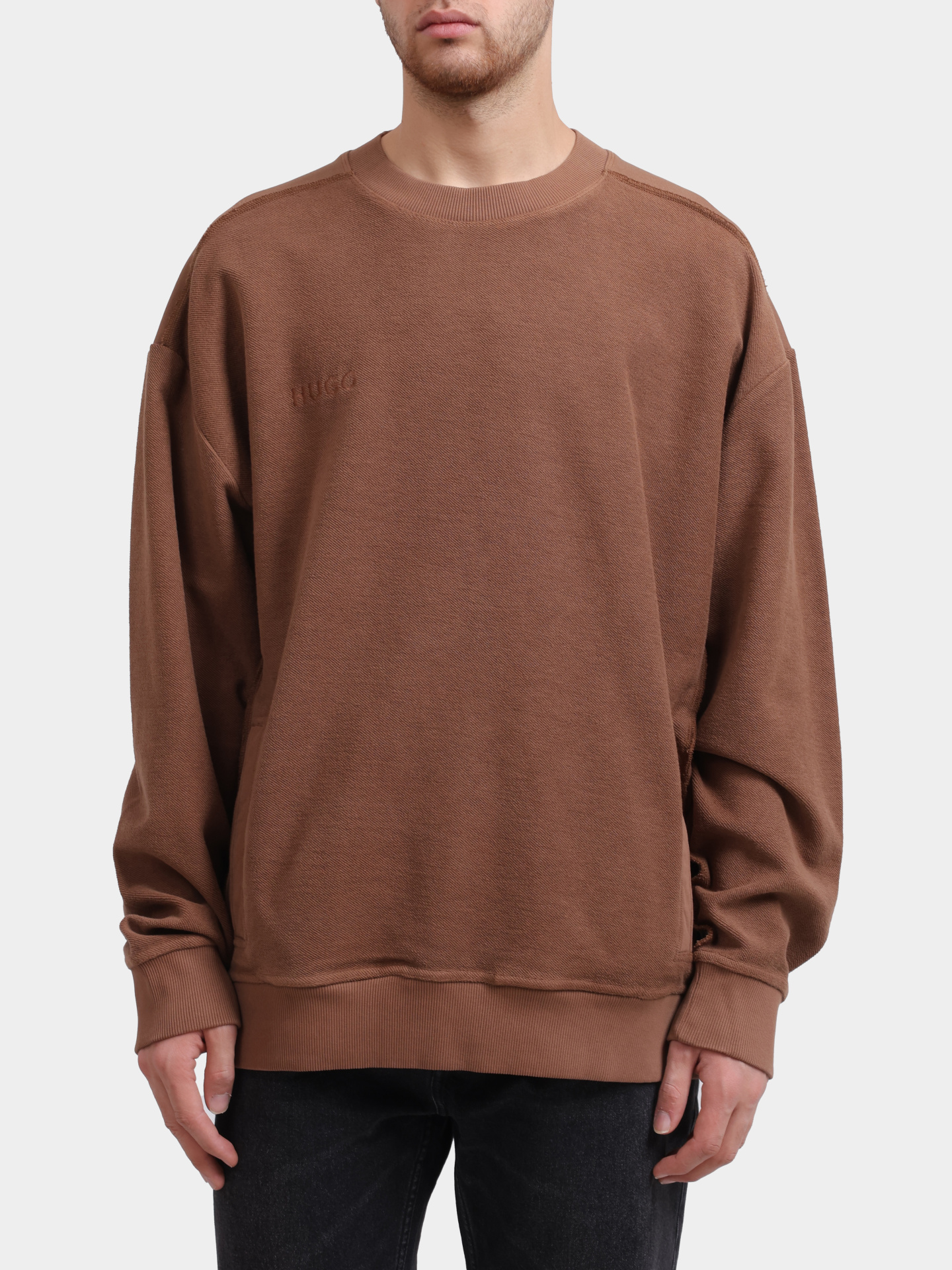 Свитшот Hugo Delphonso 10253077 коричневый мужской — купить в интернет-магазине Verdistore