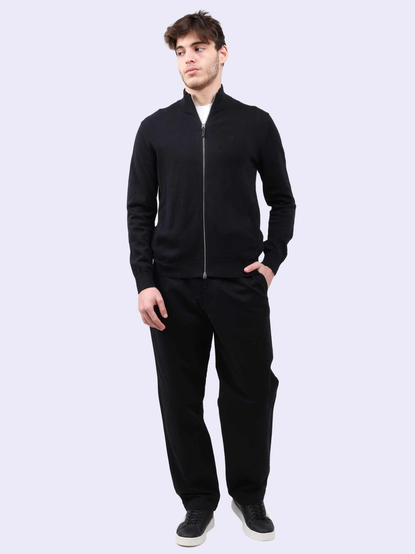 Брюки Armani Exchange 6DZPL6 ZN5WZ 1200 черные мужские хлопковые — купить в интернет-магазине Verdistore