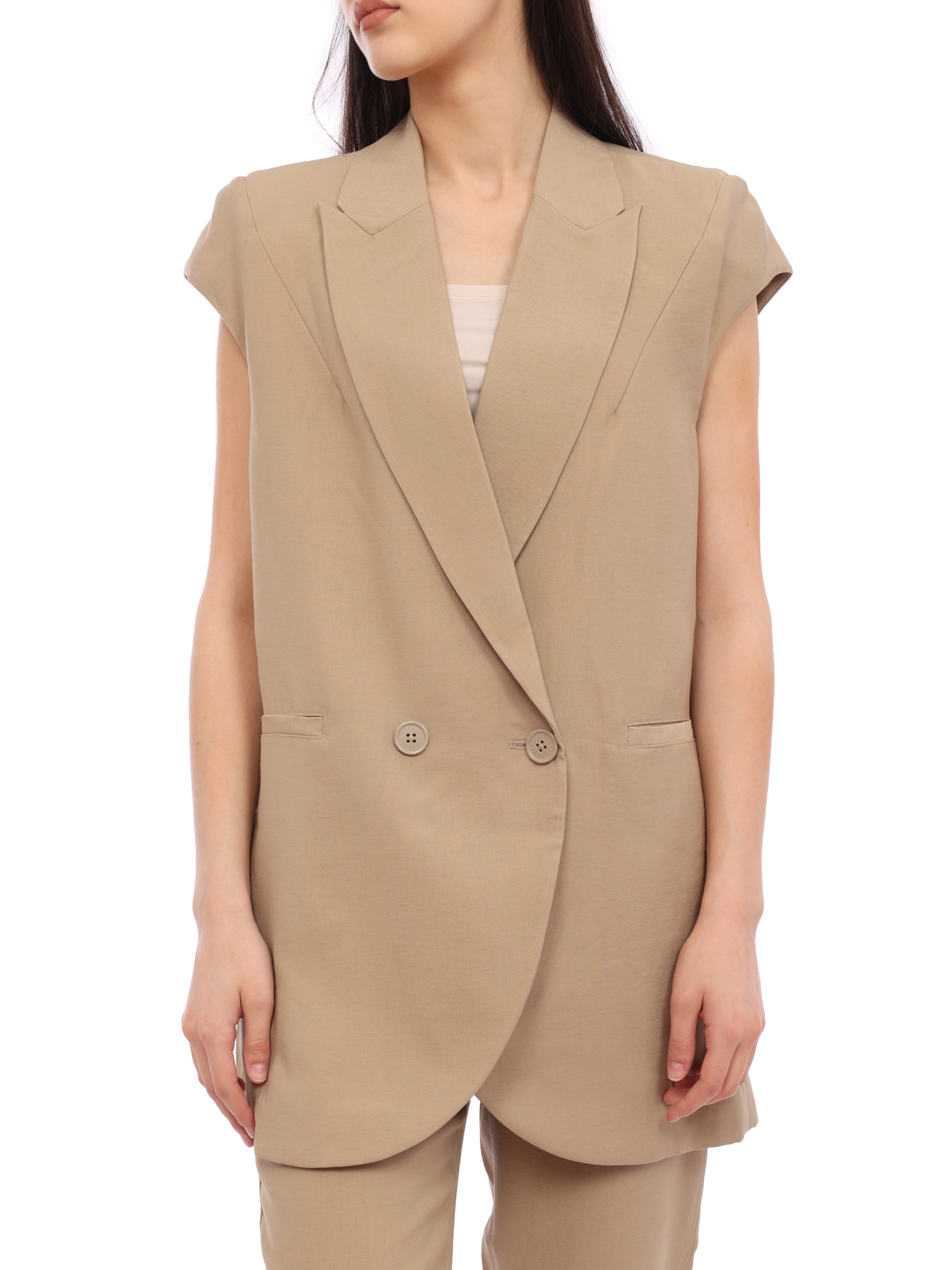 Жилет Armani Exchange 3RYQ10 YN6KZ 1780 бежевый женский удлинённый — купить в интернет-магазине Verdistore