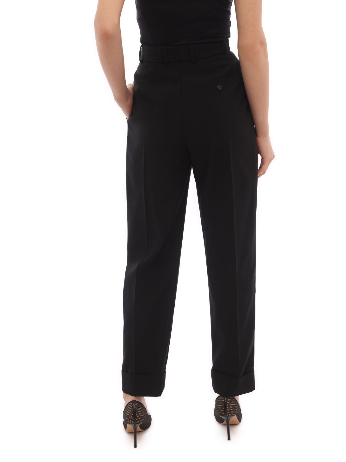 картинка Брюки Alexander McQueen 697352 QJACX 1000 черные женские с подворотами от магазина Verdistore