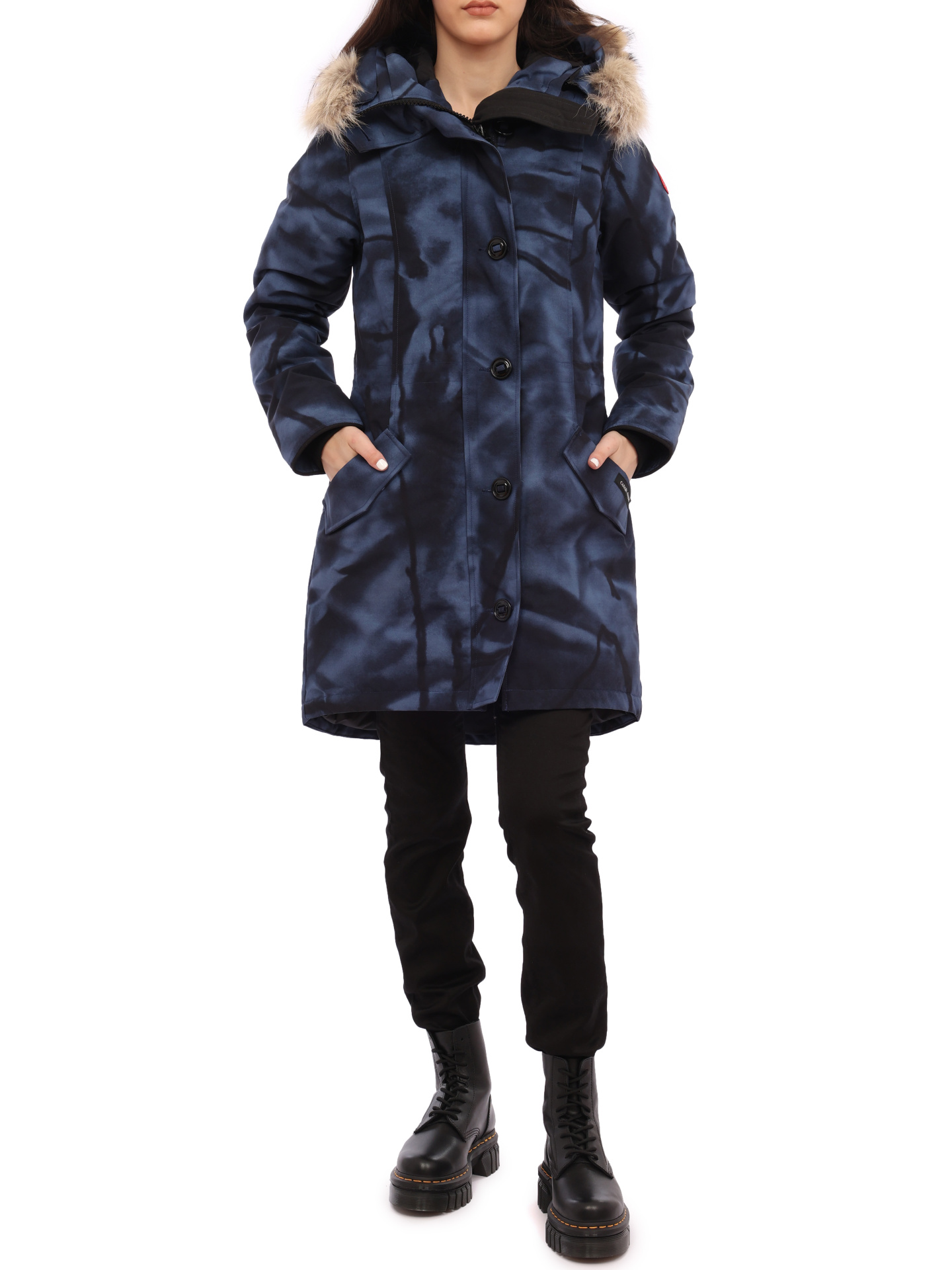 Парка Canada Goose 2580L синяя женская с принтом — купить в интернет-магазине Verdistore