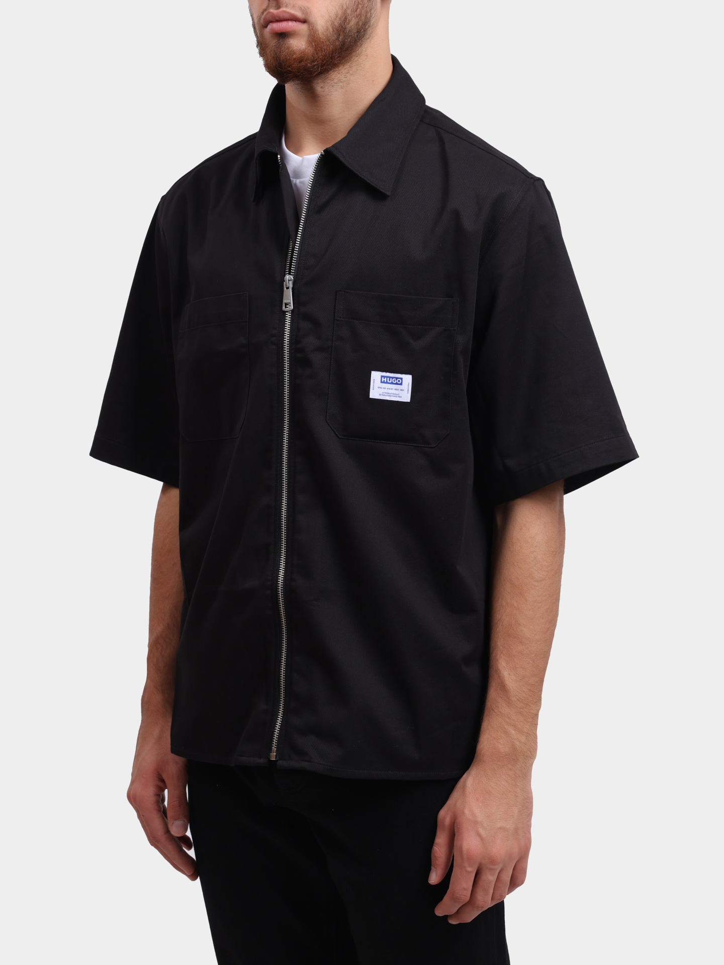 Рубашка Hugo 50545166 001 черная мужская на молнии — купить в интернет-магазине Verdistore