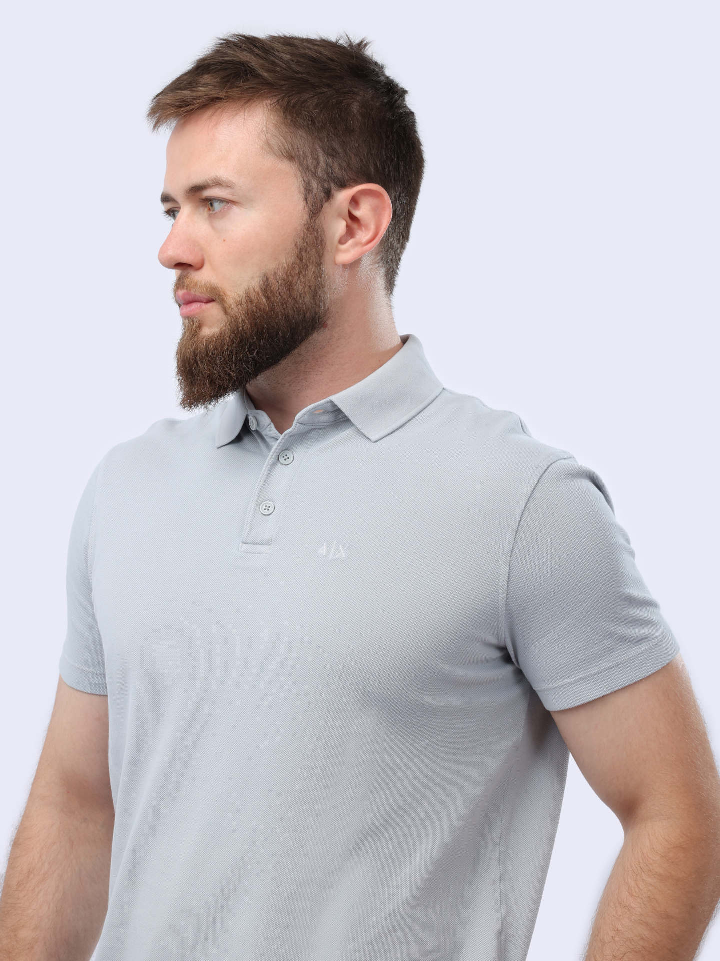 Поло Armani Exchange 3DZFAB ZJXUZ 1947 серое мужское из хлопка — купить в интернет-магазине Verdistore