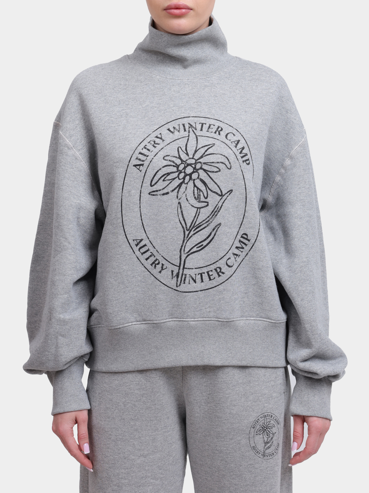 Свитшот Autry SWPW - M3HD серый женский с воротником-стойкой — купить в интернет-магазине Verdistore