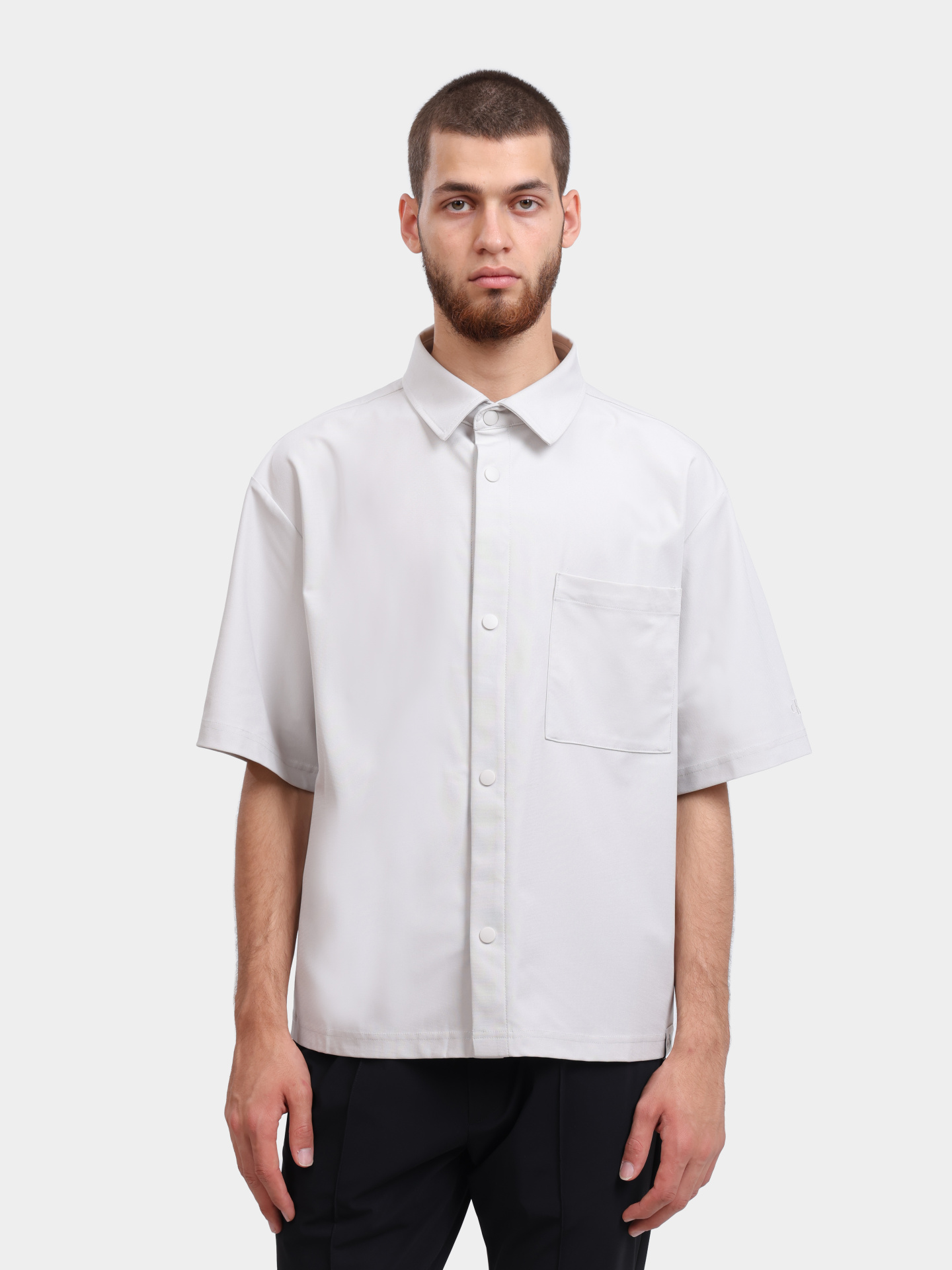 Рубашка Calvin Klein Jeans J30J325337 PC8 светло-серая мужская — купить в интернет-магазине Verdistore