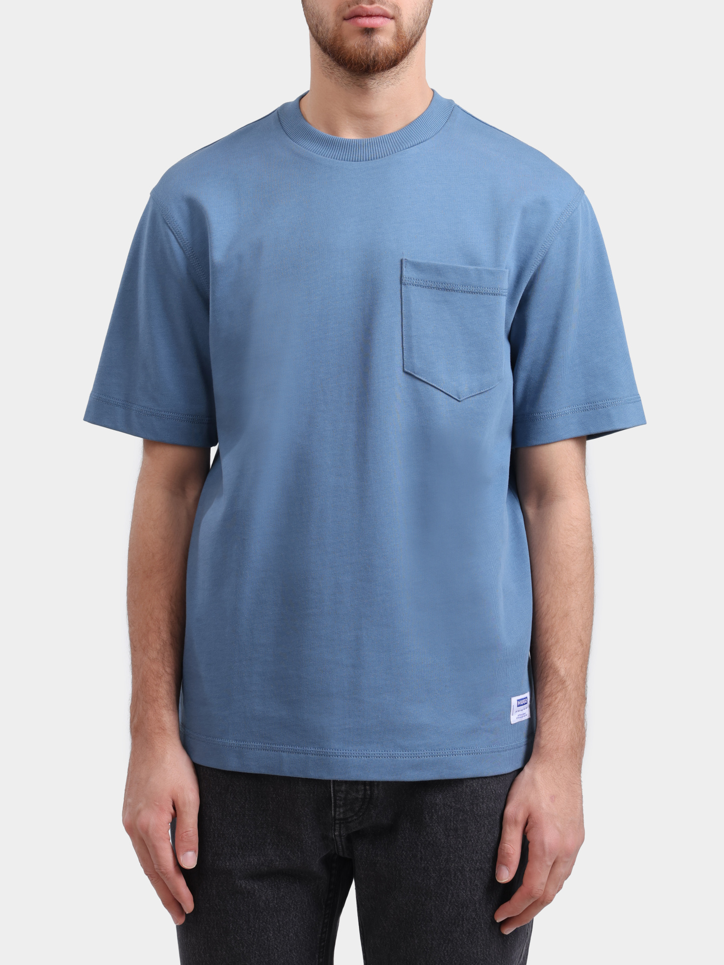 Футболка Hugo Nestite 10274737 синяя мужская с нагрудным карманом — купить в интернет-магазине Verdistore
