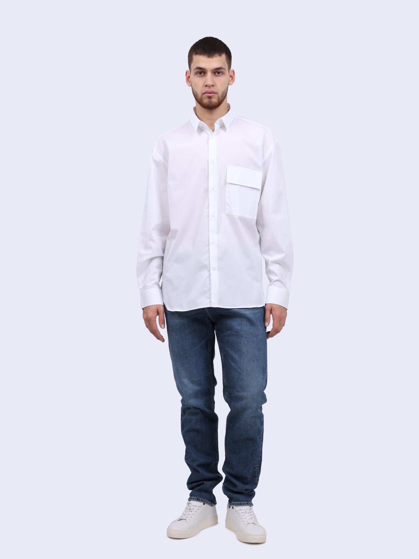 Рубашка Calvin Klein K10K110851 YAF белая мужская из хлопка — купить в интернет-магазине Verdistore