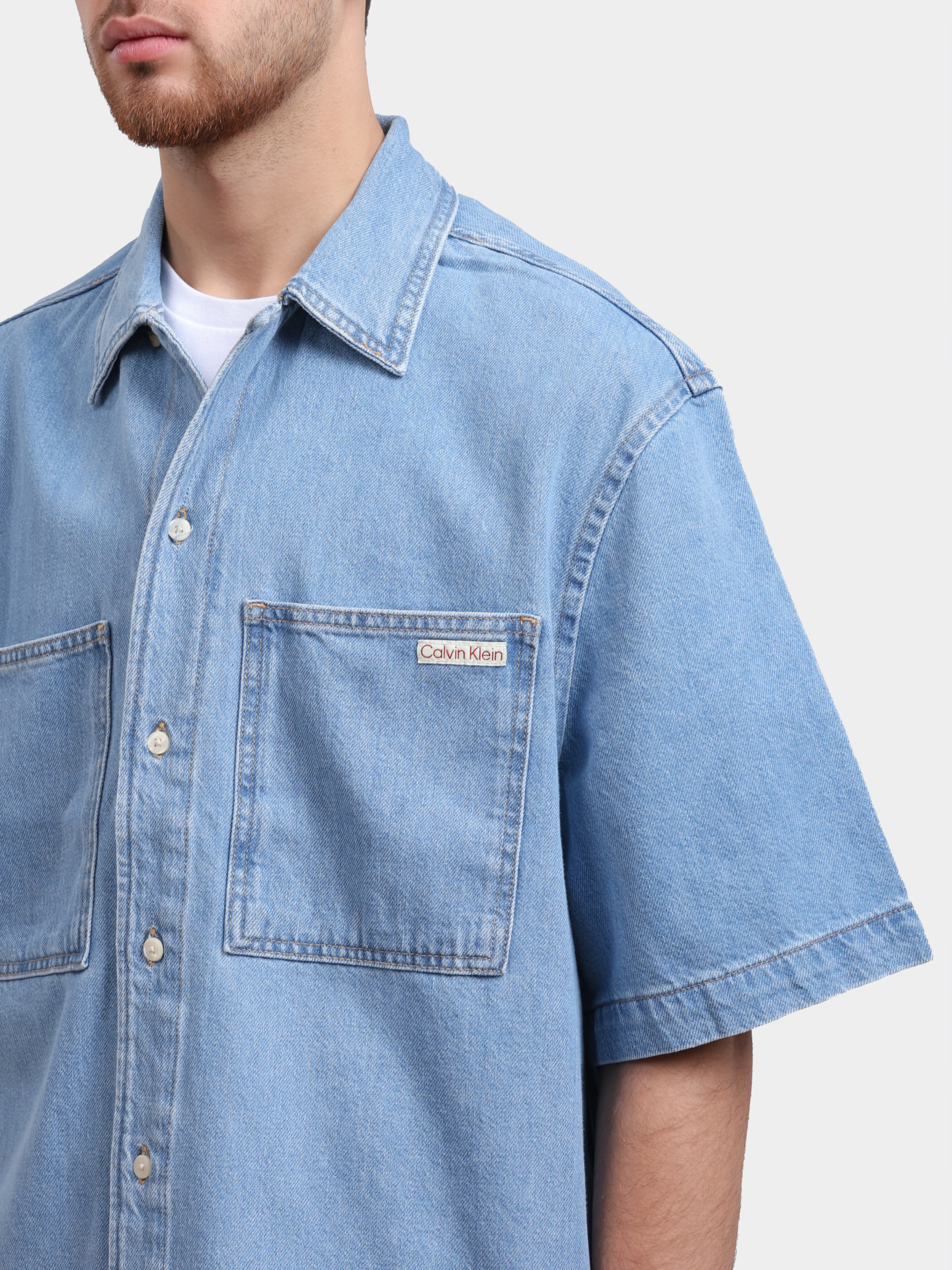 Рубашка Calvin Klein Jeans J30J327512 1AA джинсовая мужская — купить в интернет-магазине Verdistore