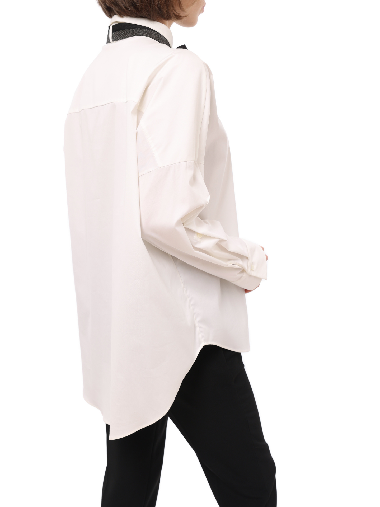 Блузка Brunello Cucinelli M0091N0926 белая женская с бантом — купить в интернет-магазине Verdistore