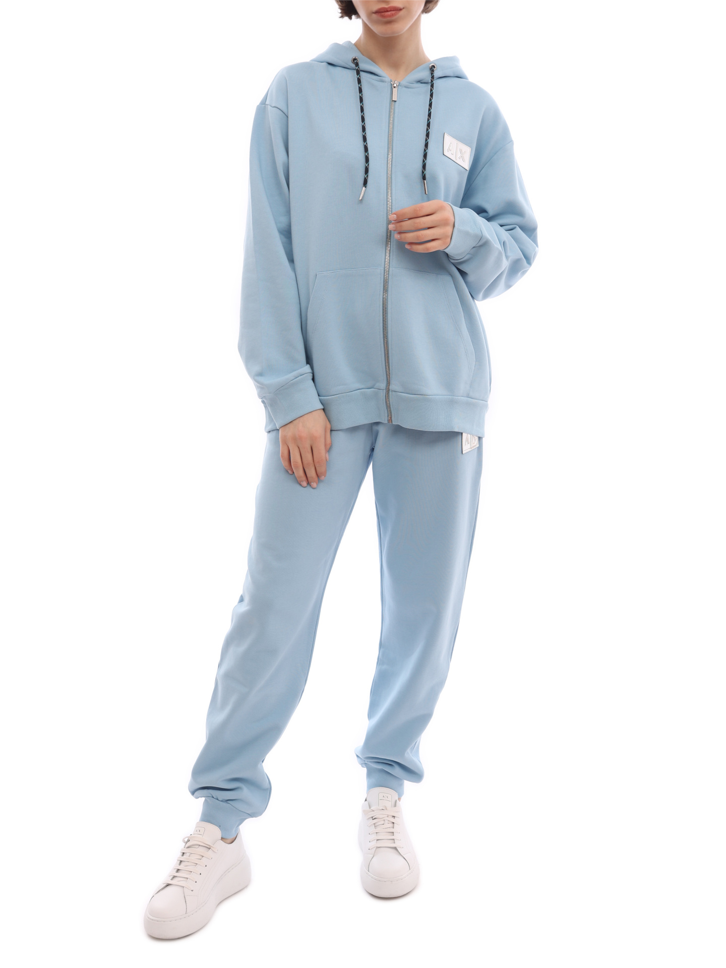Брюки спортивные Armani Exchange 3LYP75 YJ6UZ 15BL голубые женские с манжетами — купить в интернет-магазине Verdistore