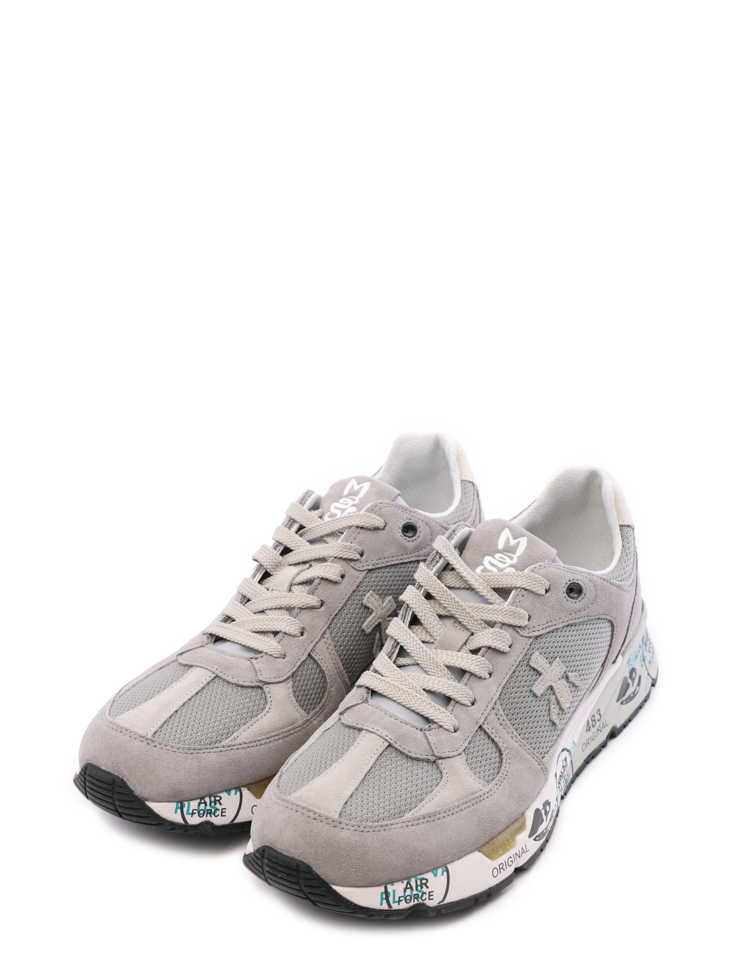 Кроссовки серые с логотипом по бокам и принтом на подошве — купить в интернет-магазине Verdistore