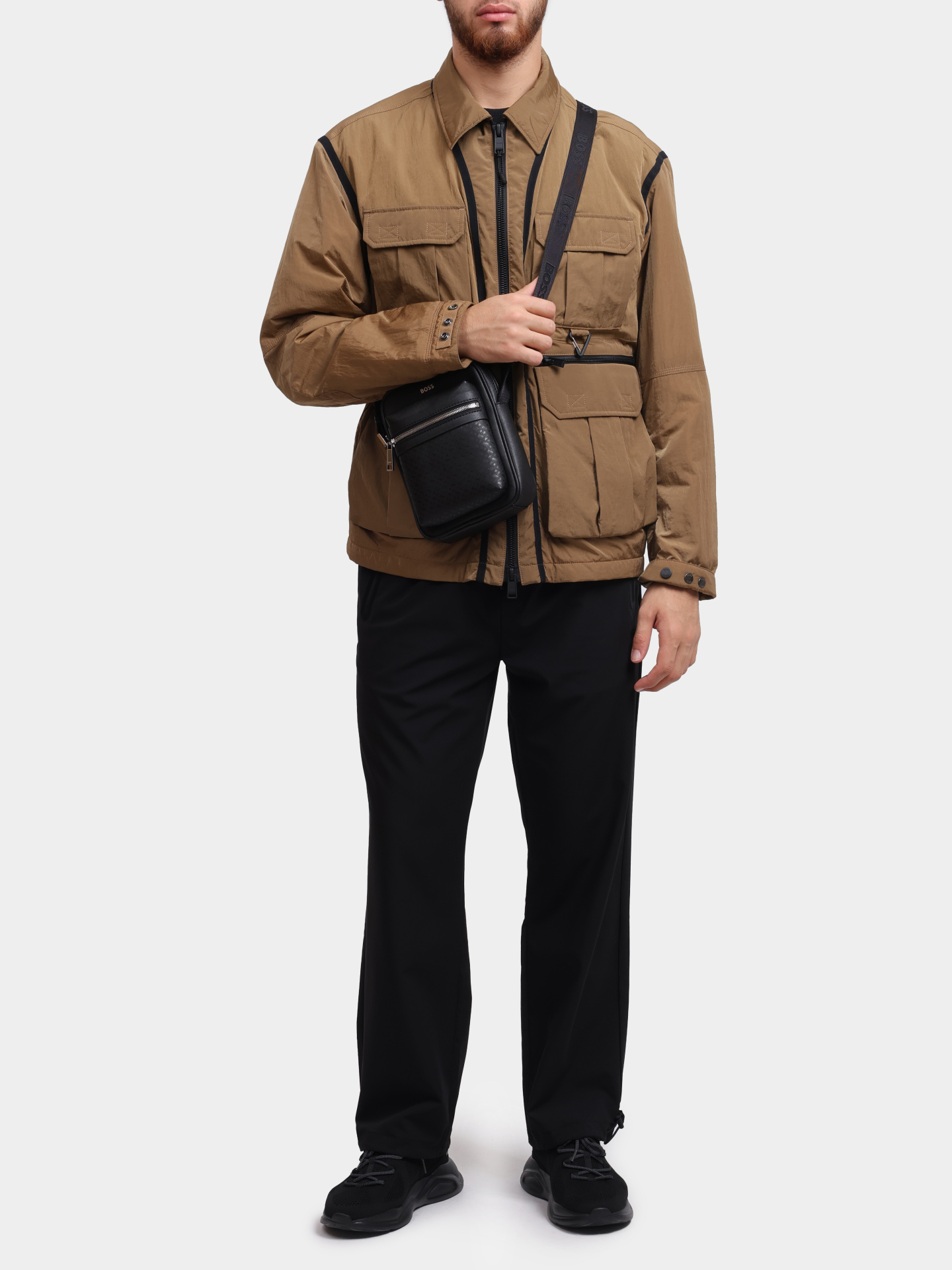 Куртка Boss 50483888 коричневая мужская с контрастной отделкой — купить в интернет-магазине Verdistore