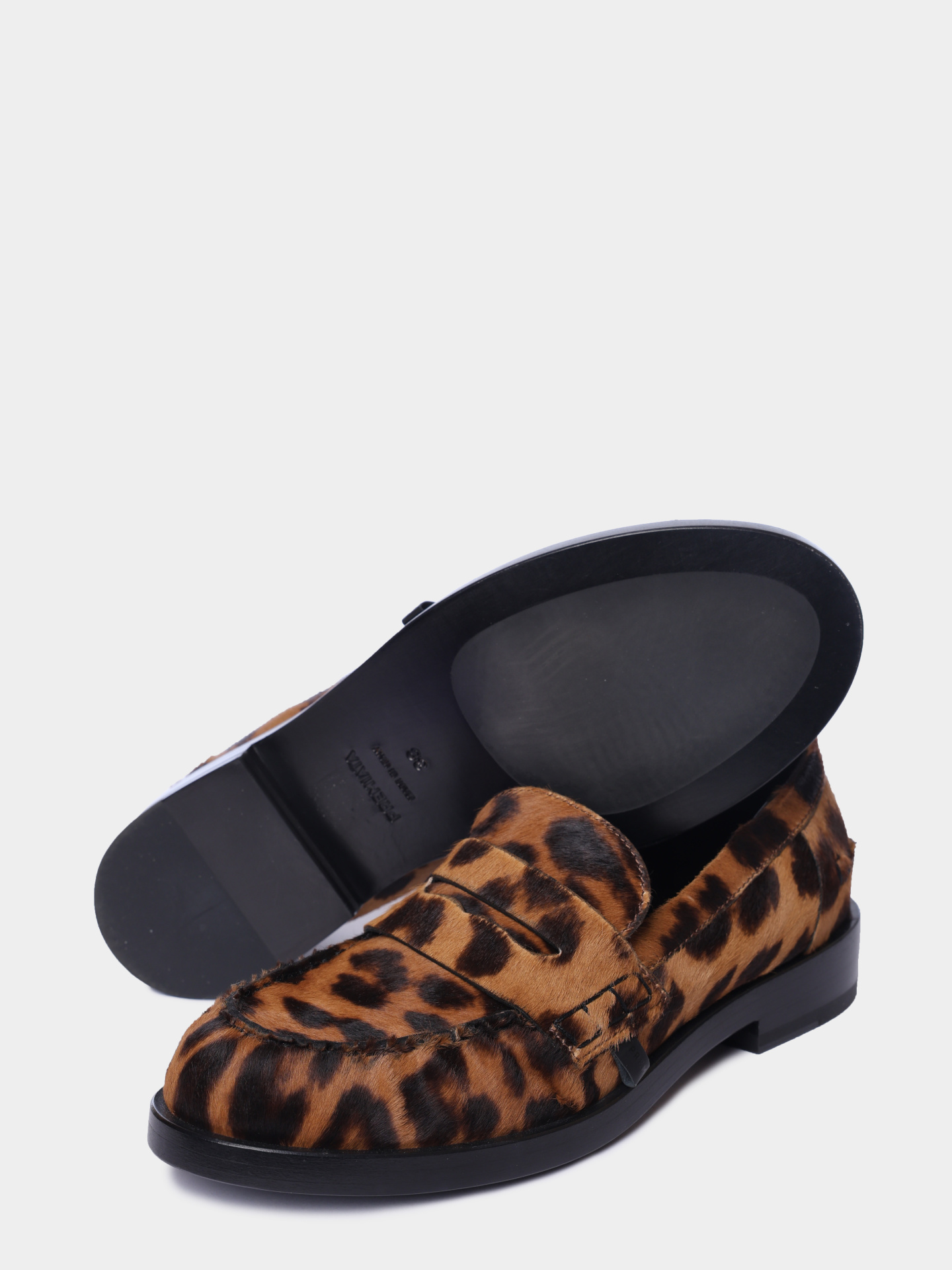 Лоферы M6851 leopardo из кожи и меха  — купить в интернет-магазине Verdistore