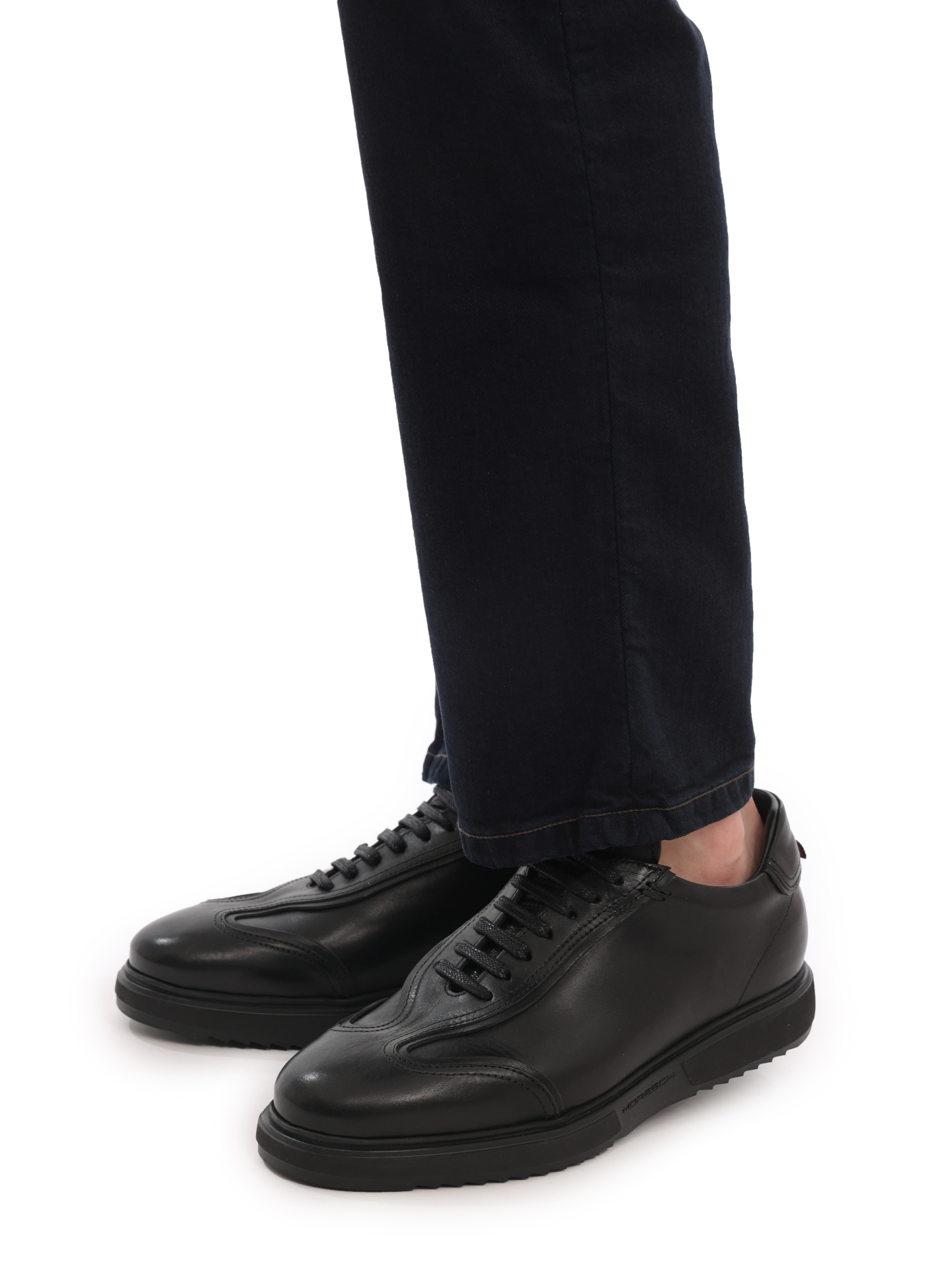 Кроссовки кожаные черные на шнурках — купить в интернет-магазине Verdistore