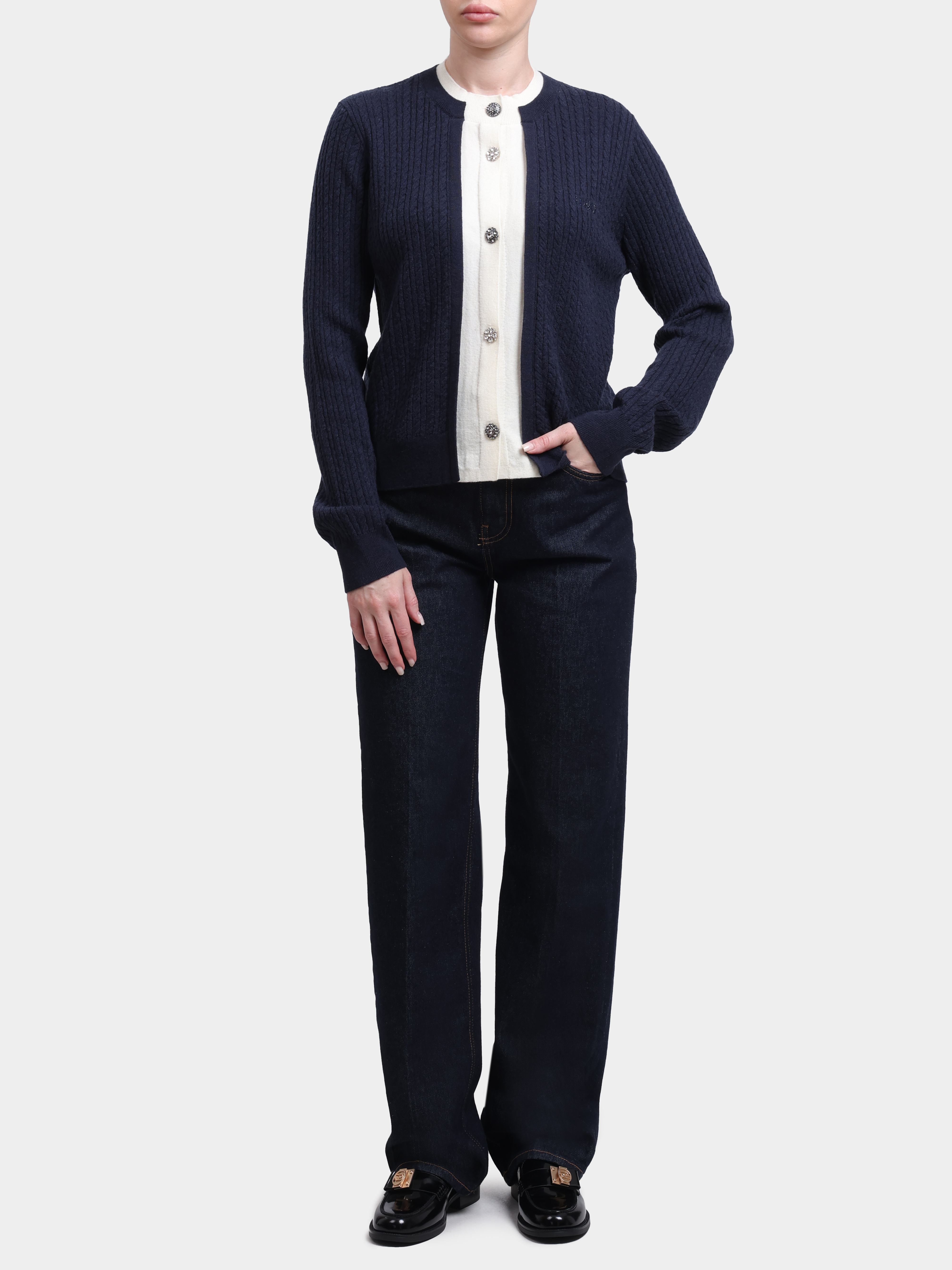 Кардиган Liu-Jo WHITE LABEL WF6108 MA88R L9202 темно-синий женский укороченный — купить в интернет-магазине Verdistore