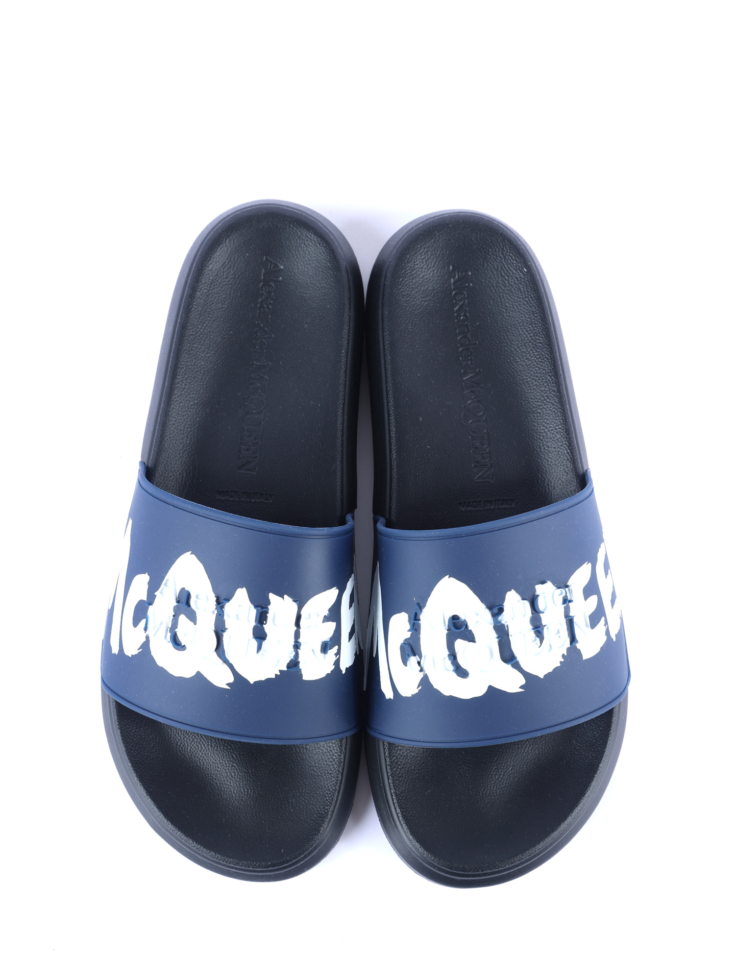 Шлепанцы Alexander McQueen 682490 W4QS3 4478 резиновые мужские темно-синие — купить в интернет-магазине Verdistore