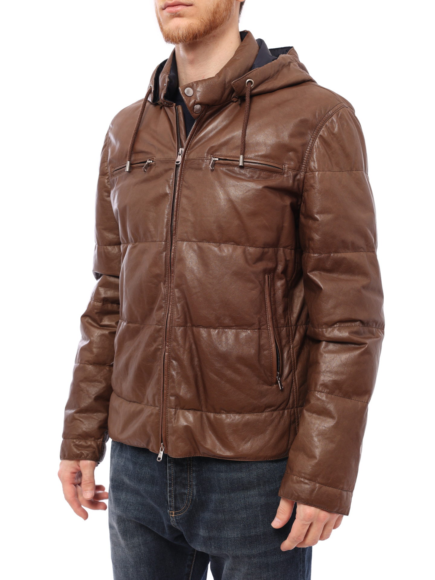 Куртка Brunello Cucinelli M0PNR1090 утепленная мужская из кожи — купить в интернет-магазине Verdistore