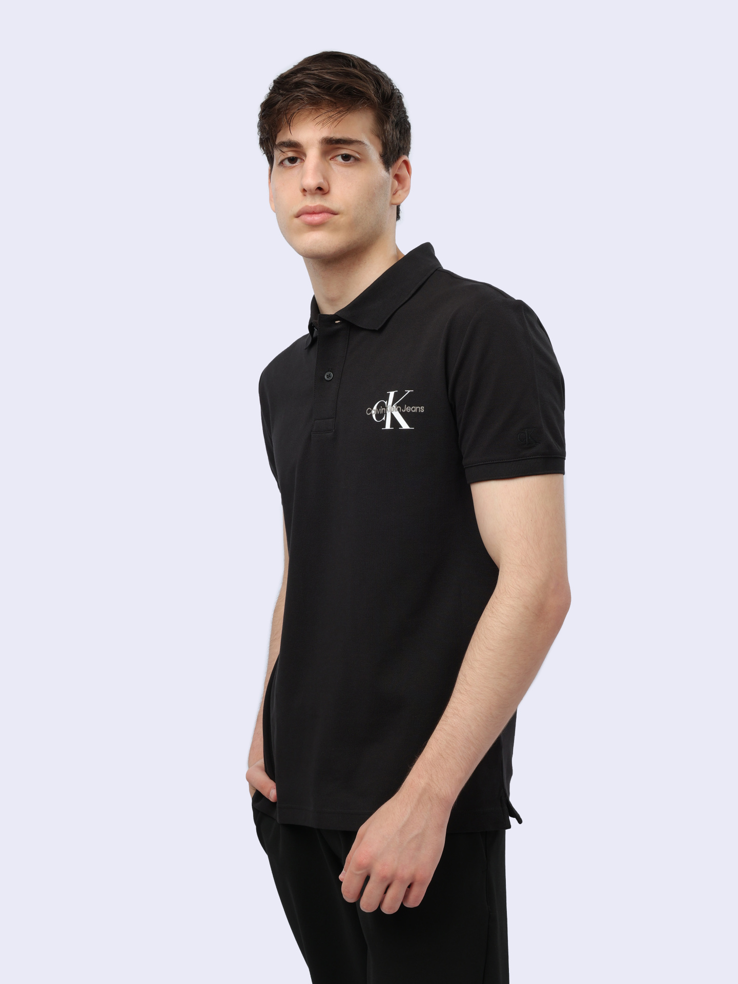 Поло Calvin Klein Jeans J30J323395 черное мужское из хлопка — купить в интернет-магазине Verdistore