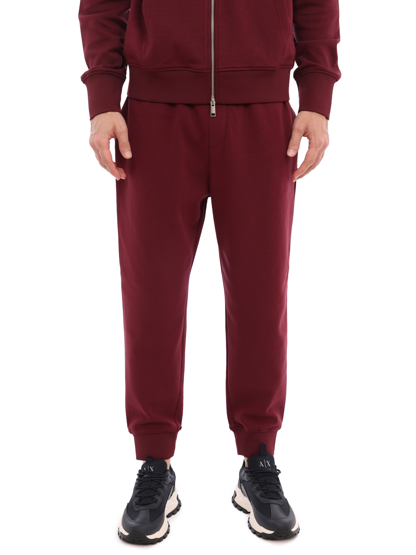 Брюки спортивные Armani Exchange 6LZPJA ZJXFZ 1440 бордовые мужские с манжетами — купить в интернет-магазине Verdistore