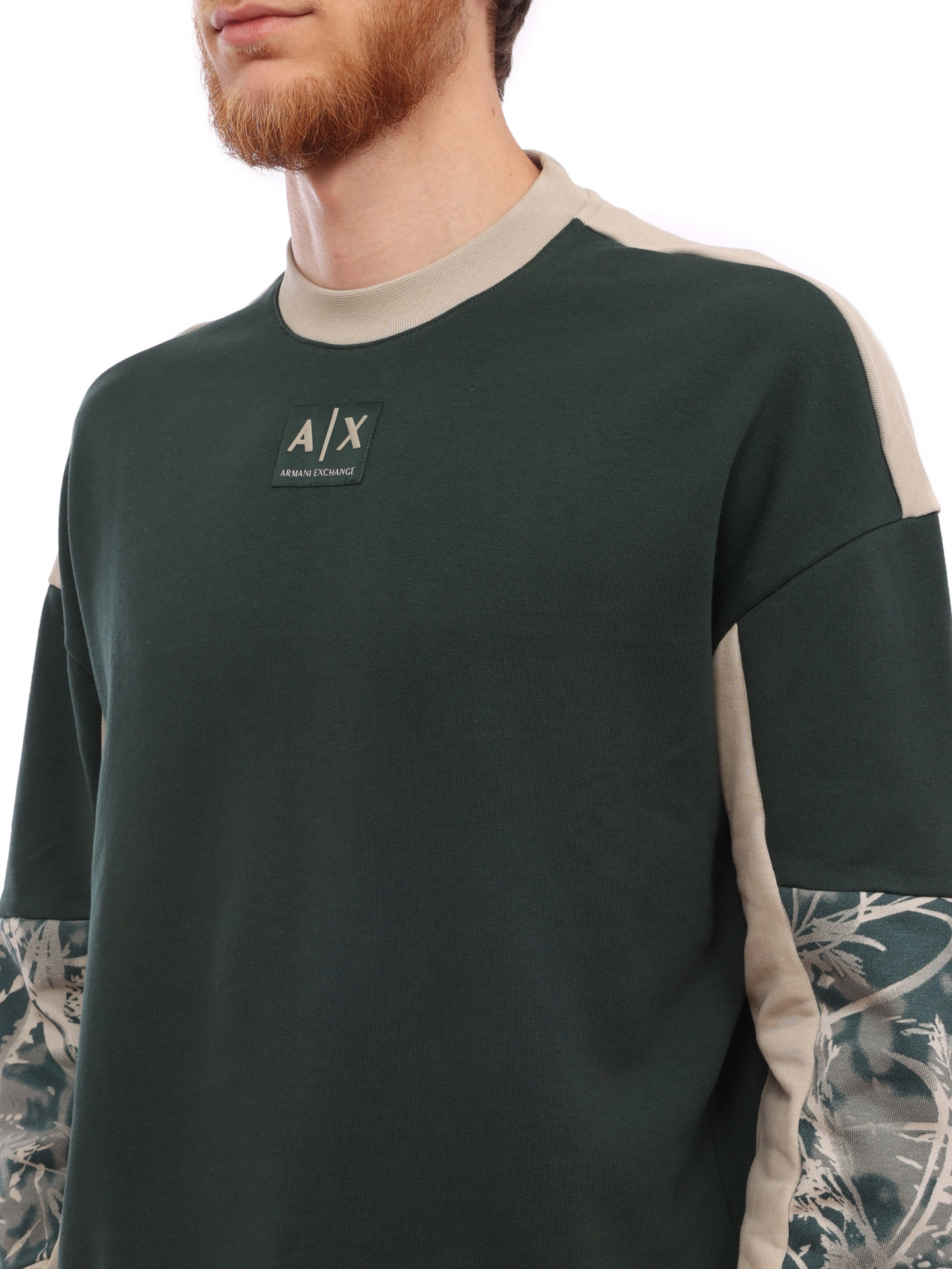 Толстовка Armani Exchange 3RZMHB ZJXAZ 4885 зеленая мужская комбинированная — купить в интернет-магазине Verdistore